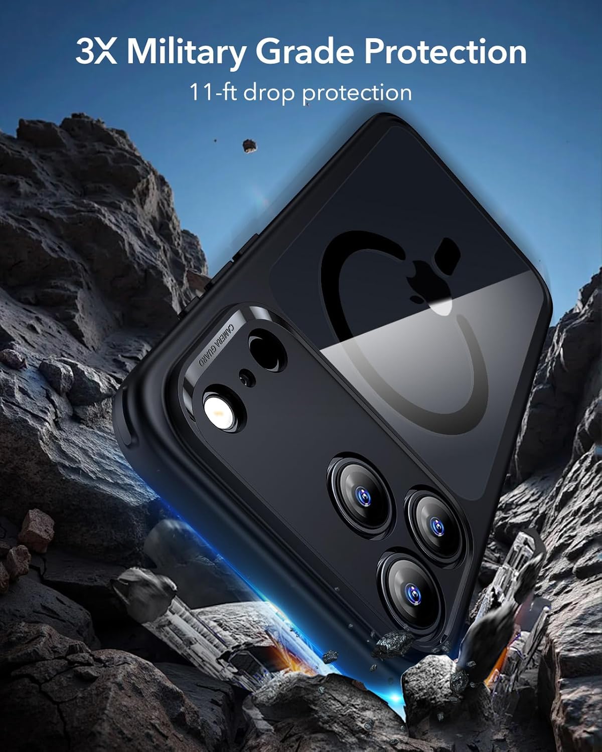 71iEFECGNL._AC_SL1500_ ESR for iPhone 17 Pro Case, Camera Control Cover, Compatible with MagSafe, Shockproof Military-Grade Protection, Magnetic Phone Case for iPhone 17 Pro, Classic Hybrid Case, Clear Black