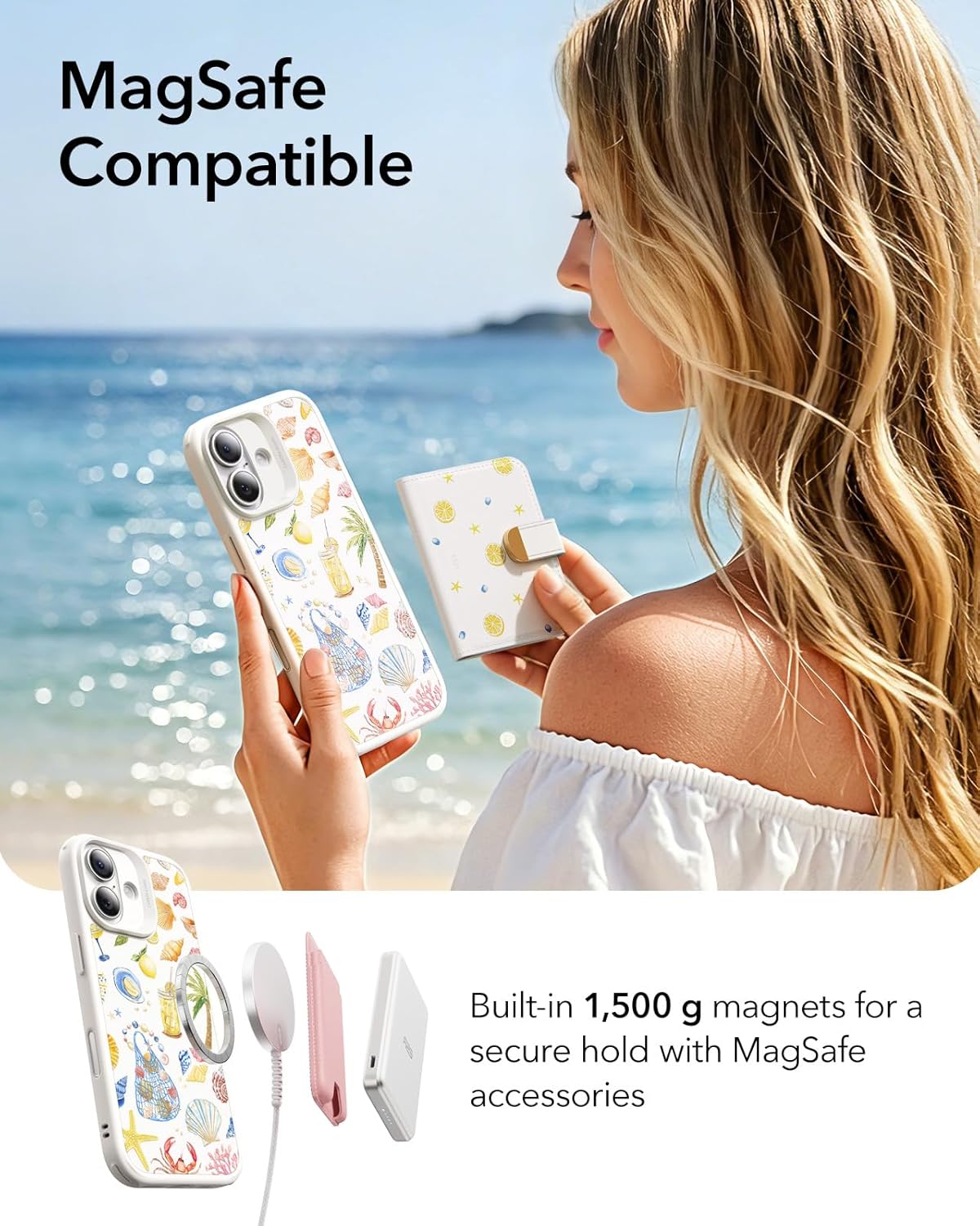 71iGiJnYhXL._AC_SL1500_ ESR for iPhone 17 Case, Camera Control Cover, Compatible with MagSafe, Shockproof Military-Grade Protection, Magnetic Case for iPhone 17, Classic Hybrid, Coastal Summer, Cream White