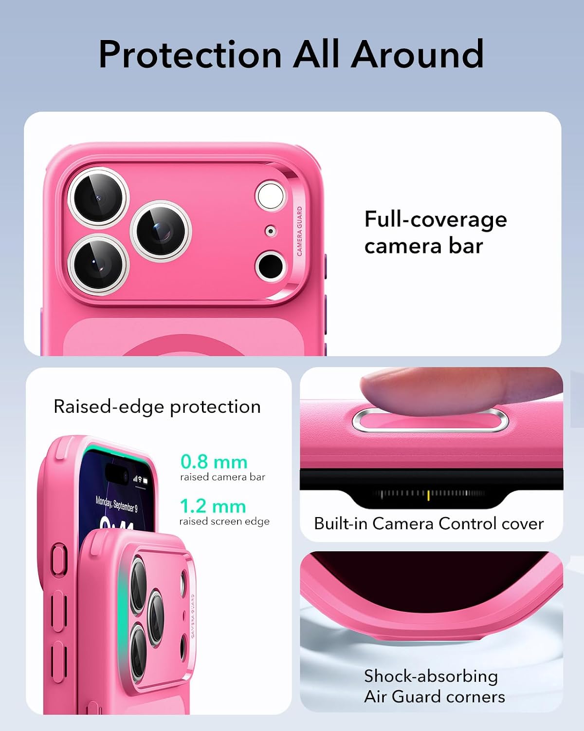 71iYdjaLxvL._AC_SL1500_ ESR for iPhone 17 Pro Case, Camera Control Cover, Compatible with MagSafe, Shockproof Military-Grade Protection, Magnetic Phone Case for iPhone 17 Pro, Classic Hybrid Case, Frosted Pink
