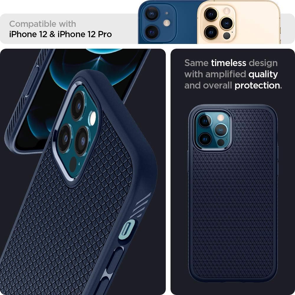 71ifNBymPrL._AC_SL1000_ Spigen Liquid Air Designed for iPhone 12 / Designed for iPhone 12 Pro Case (2020) - Navy Blue