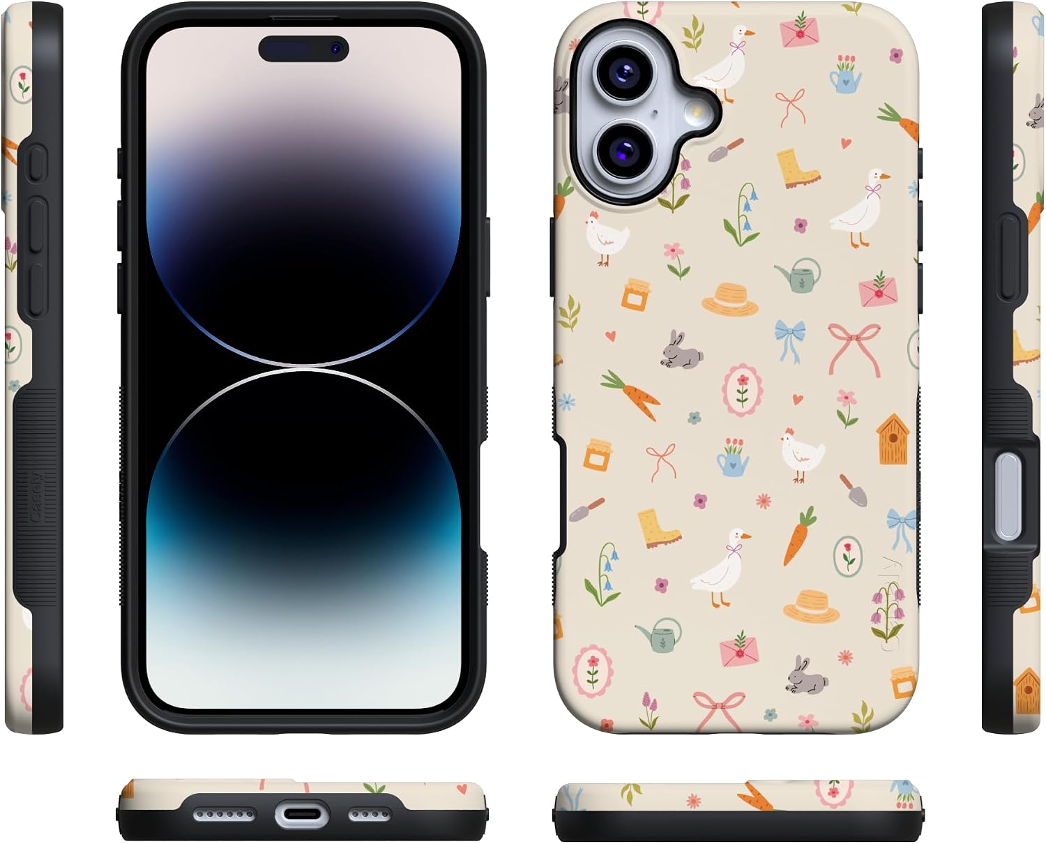 71iiQtsogmL._AC_SL1500_ Casely iPhone 16 Plus Case | Hoppy Garden | Spring Things | Bold Protective Design | Compatible with MagSafe