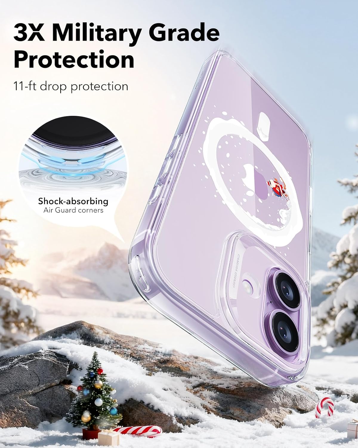 71iozqyMMlL._AC_SL1500_ ESR for iPhone 17 Case, Camera Control Cover, Compatible with MagSafe, Shockproof Military-Grade Protection, Magnetic Phone Case for iPhone 17, Classic Hybrid Case, Santa Skater