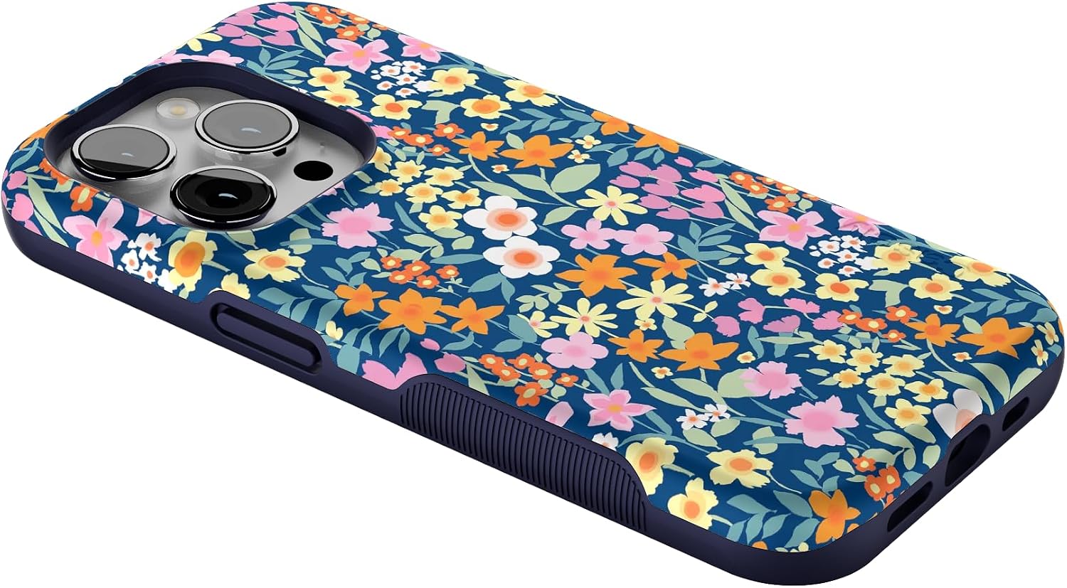 71irHJLdj6L._AC_SL1500_ Casely iPhone 14 Pro Case | Full Bloom | Navy Floral | Bold Protective Design | Compatible with MagSafe