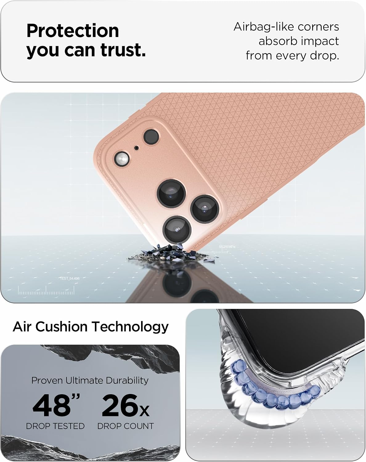 Spigen for iPhone 17 Pro Max Case, Liquid Air [TPU Covered Camera Control] [No Magnet Ring] [Military-Grade Protection] - Rose Titanium