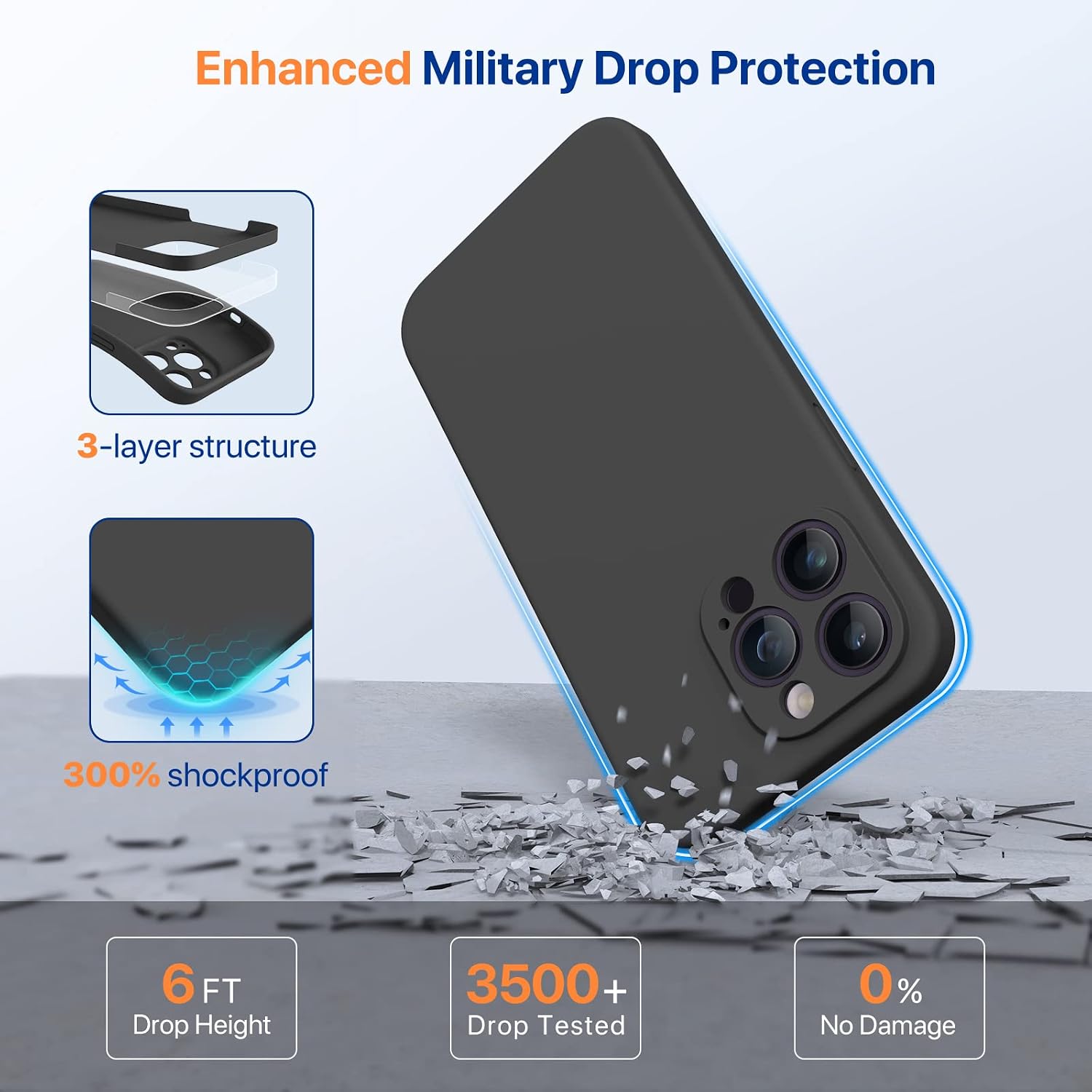 Miracase Designed for iPhone 14 Pro Case, Compatible with Magsafe, Shockproof Liquid Silicone Rubber Phone Case Cover for 14 Pro 6.1 inch, Black Magnetic