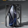 Miracase for iPhone 16 Pro Case with 360° Magnetic Ring Stand [Compatible with Magsafe] Full-Body Drop Proof Bumper Phone Case with Built-in 9H Tempered Glass Screen Protector,Black