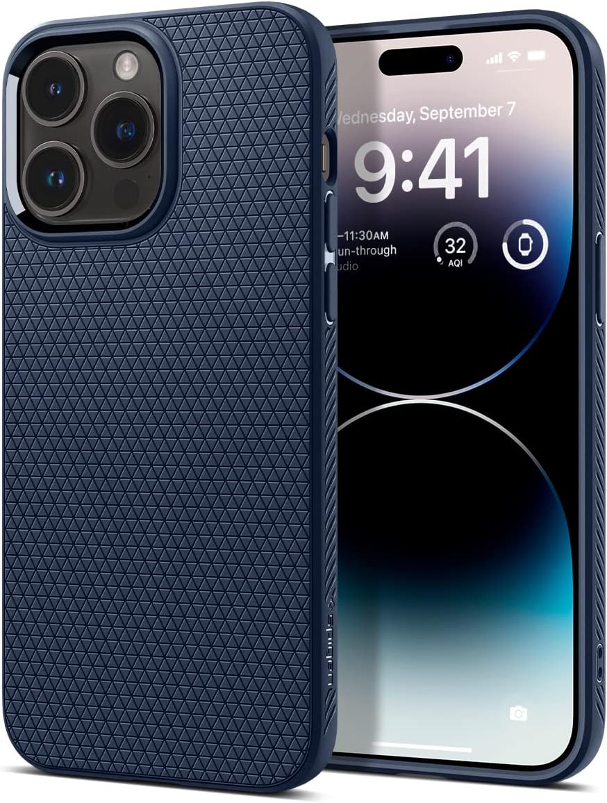 Spigen Liquid Air Designed for iPhone 14 Pro Case (2022) [Military-Grade Protection] - Navy Blue