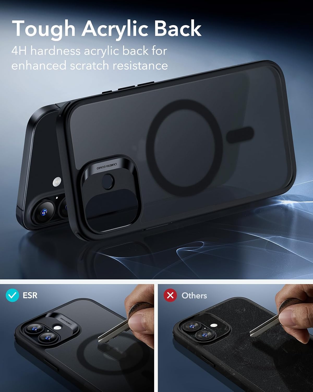 71jjFraTfUL._AC_SL1500_ ESR for iPhone 17 Case, Camera Control Cover, Compatible with MagSafe, Shockproof Military-Grade Protection, Magnetic Phone Case for iPhone 17, Classic Hybrid Case, Frosted Black