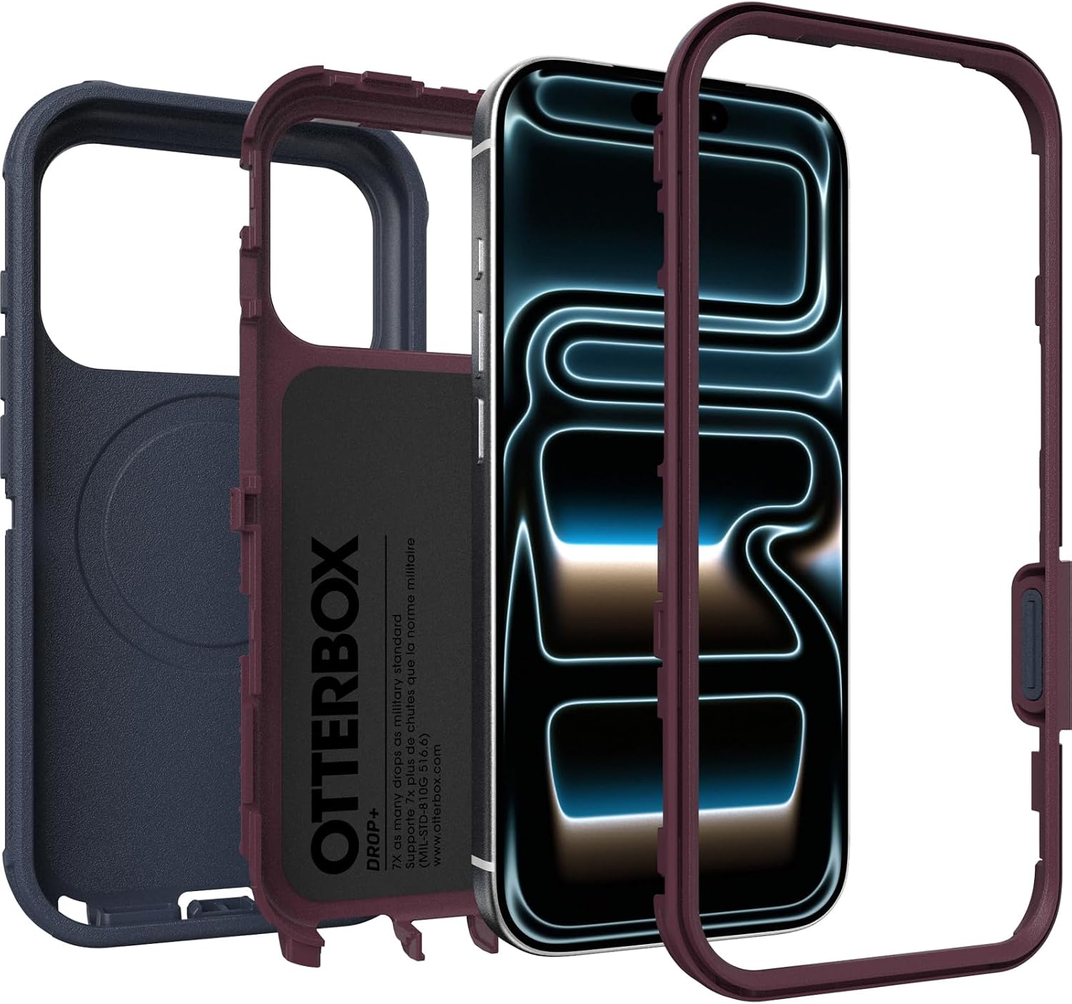 71jxRcGZlRL._AC_SL1500_ OtterBox iPhone 17 Pro (Only) - Defender Series Case - Indigo Tulip (Blue & Purple) - Snaps on MagSafe - Tough - Rugged & Durable