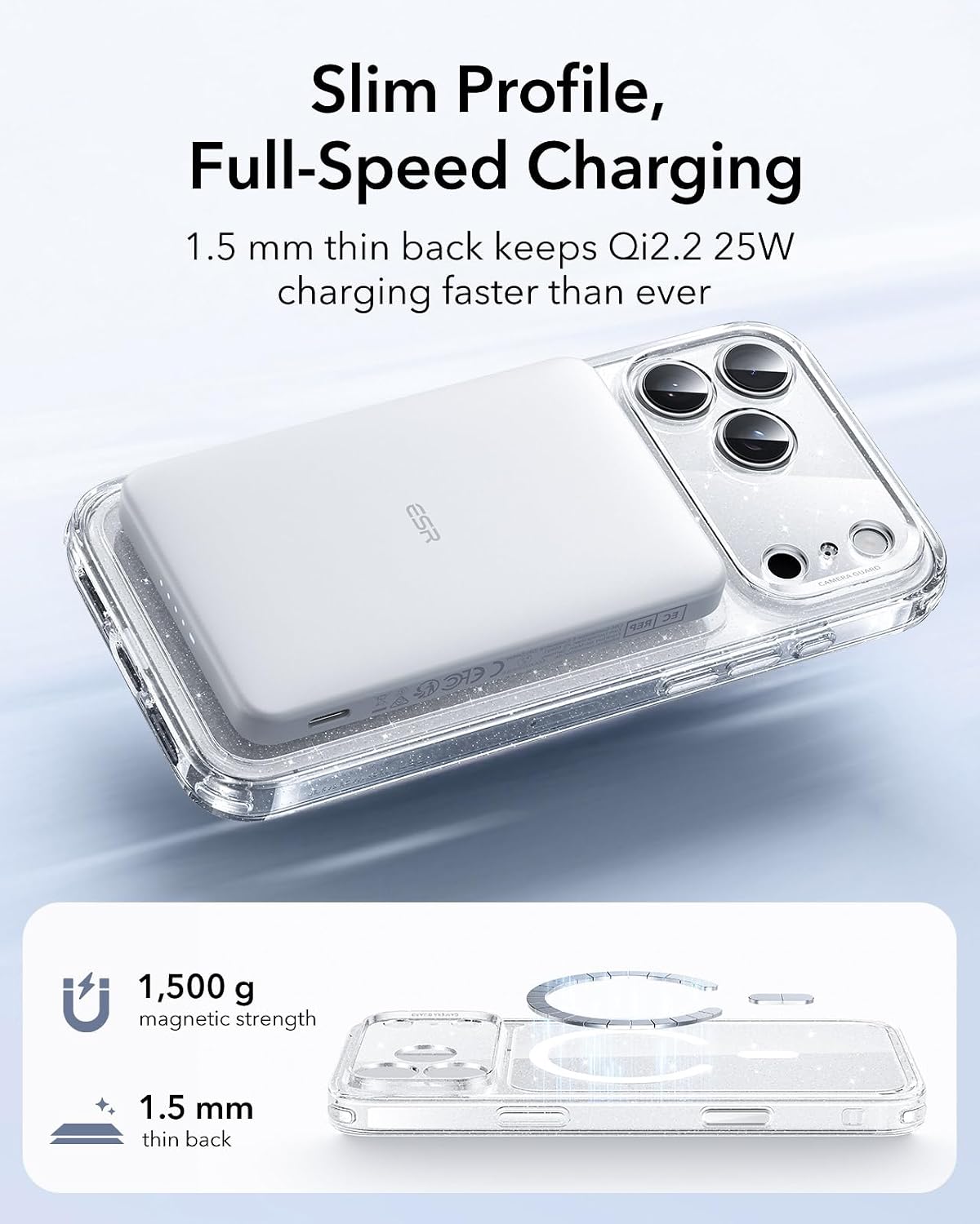 ESR for iPhone 17 Pro Max Case, Camera Control Cover, Compatible with MagSafe, Shockproof Military-Grade Protection, Magnetic Phone Case for iPhone 17 Pro Max, Classic Hybrid Case, Clear Shimmer