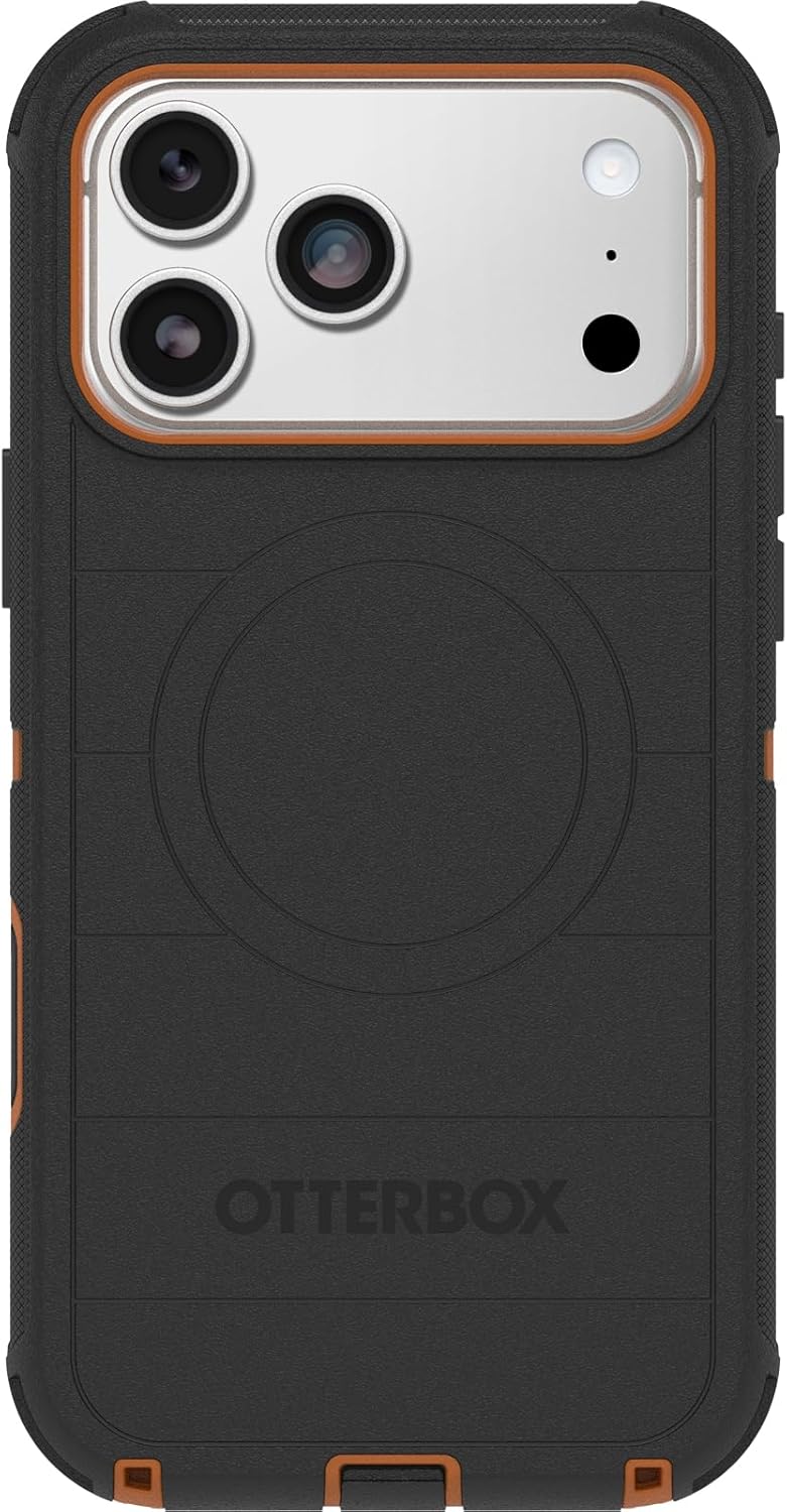71kOerWR0L._AC_SL1500_ OtterBox iPhone 17 Pro Max (Only) - Defender Series Case - Black Chateau (Black & Orange) - Snaps on MagSafe - Tough - Rugged & Durable