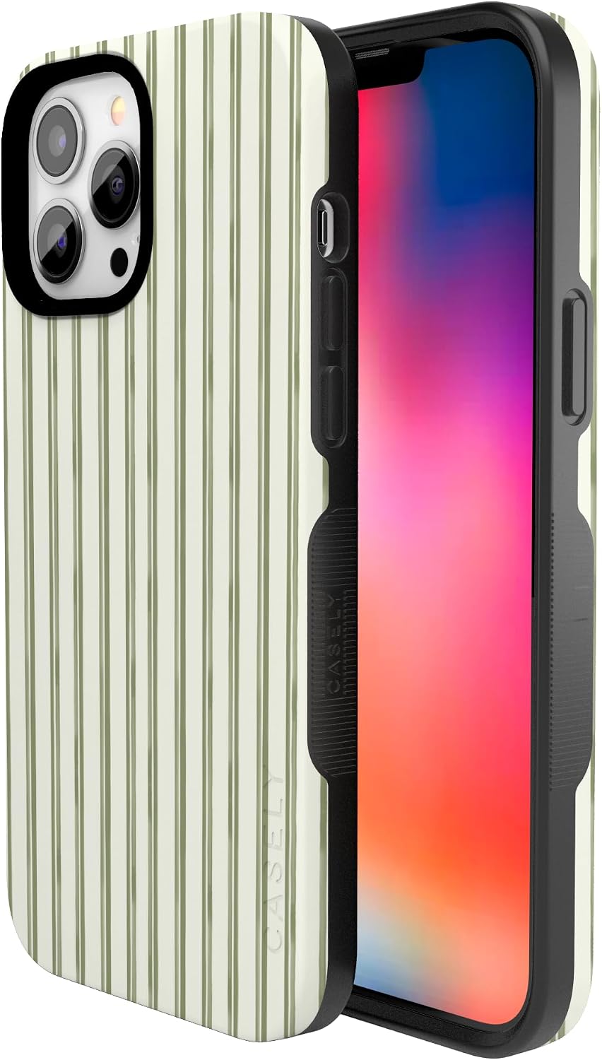 71kPRYQskvL._AC_SL1500_ Casely iPhone 13 Pro Case | The Boyfriend Collection | Linen Stripe | Bold Protective Design | Compatible with MagSafe