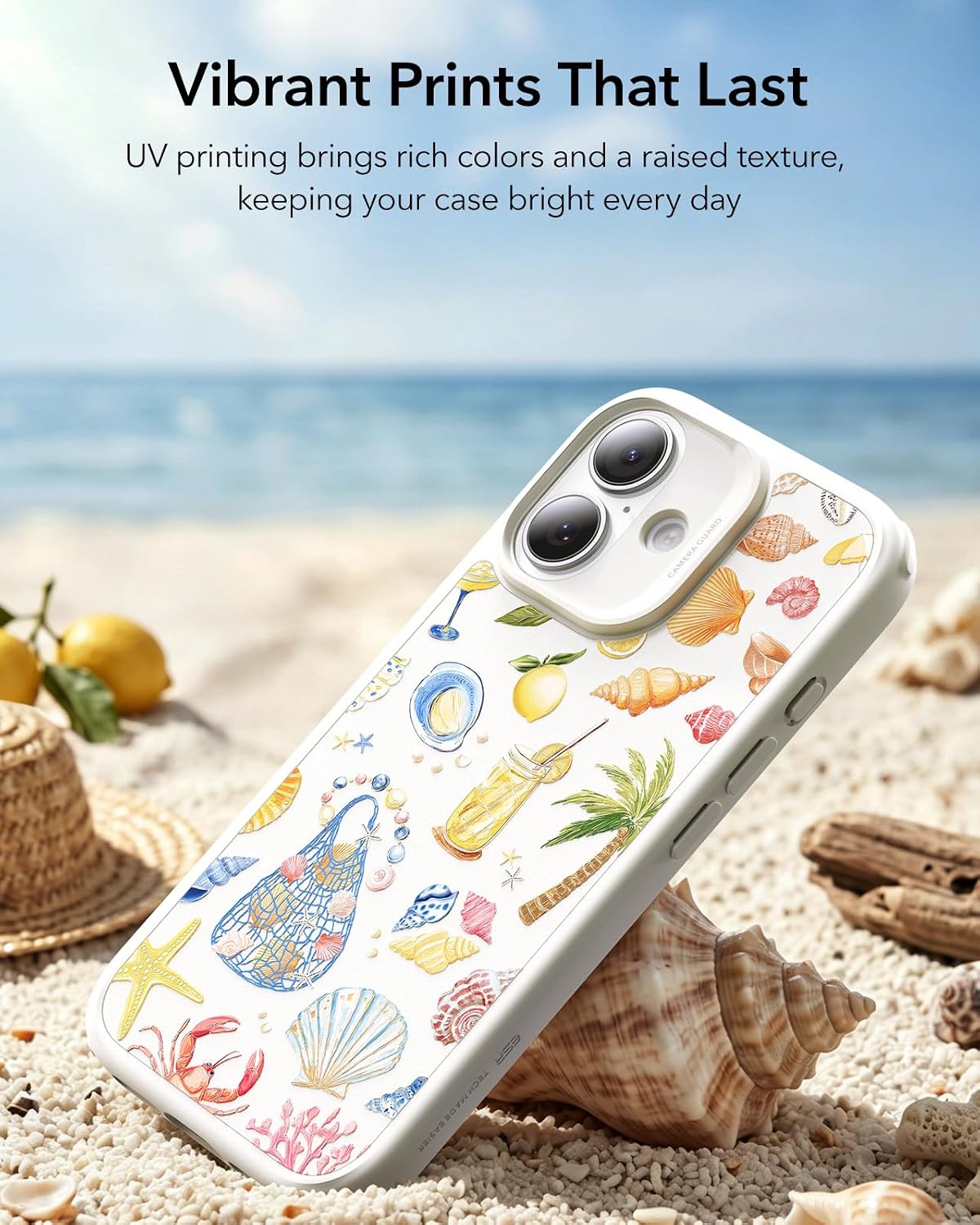 71ktmMlrXaL._AC_SL1500_ ESR for iPhone 17 Case, Camera Control Cover, Compatible with MagSafe, Shockproof Military-Grade Protection, Magnetic Case for iPhone 17, Classic Hybrid, Coastal Summer, Cream White