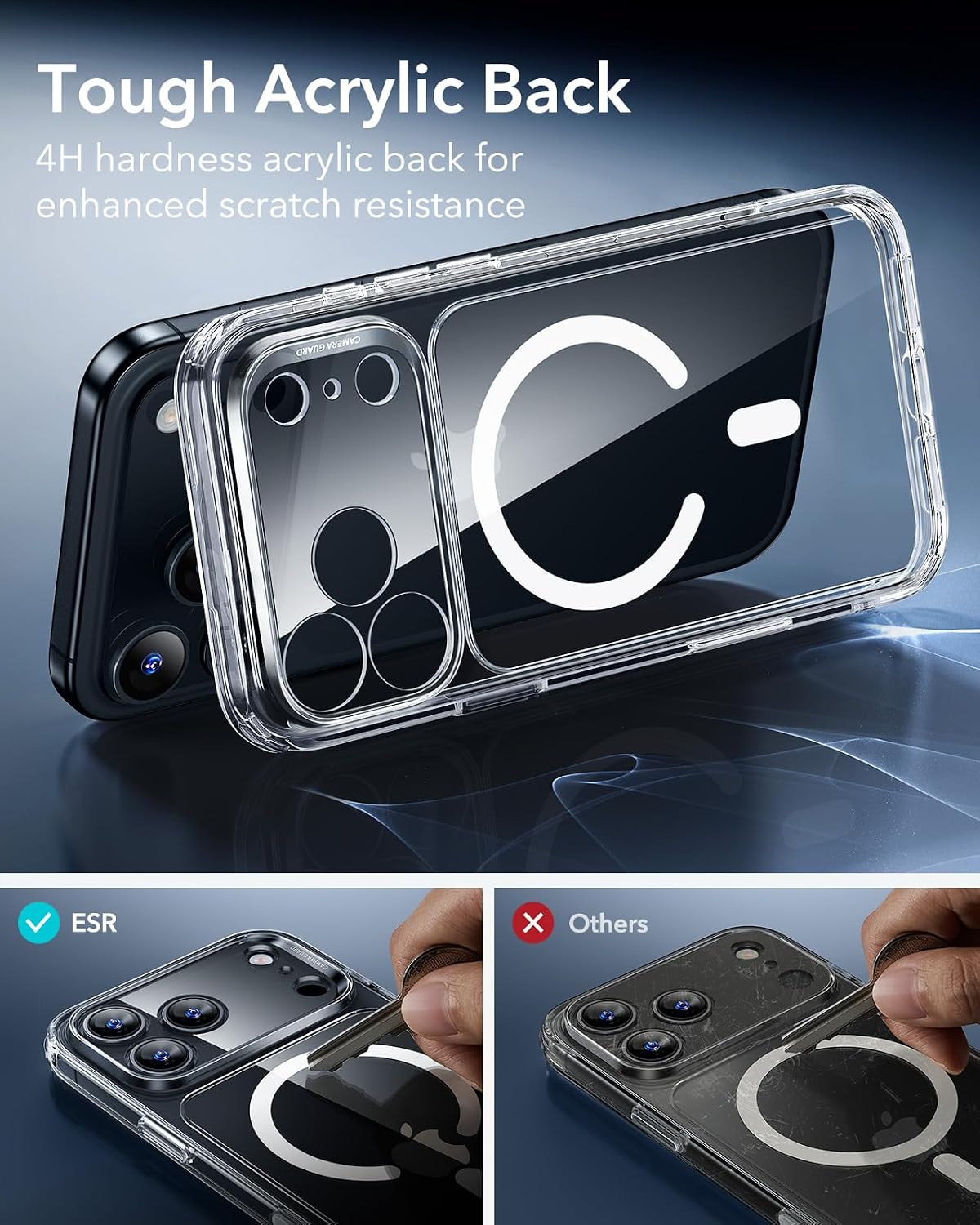 ESR for iPhone 17 Pro Case, Camera Control Cover, Compatible with MagSafe, Shockproof Military-Grade Protection, Magnetic Phone Case for iPhone 17 Pro, Classic Hybrid Case, Clear