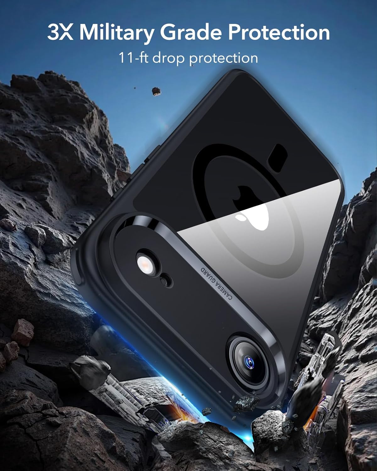 71lIP75gBrL._AC_SL1500_ ESR for iPhone Air Case, Camera Control Cover, Compatible with MagSafe, Shockproof Military-Grade Protection, Magnetic Phone Case for iPhone Air, Classic Hybrid Case, Clear Black