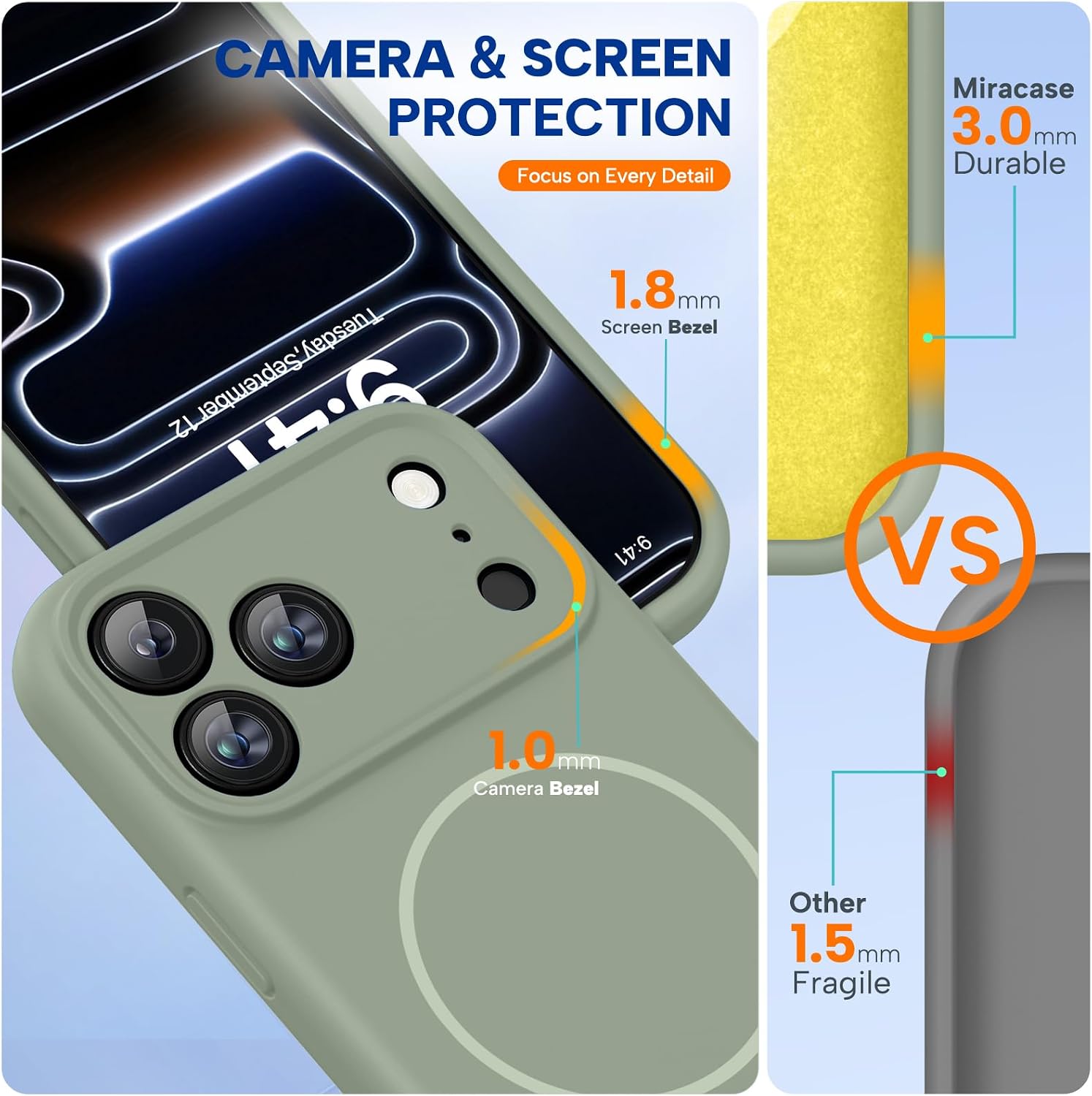 71lPZXUcU8L._AC_SL1500_ Miracase Magnetic for iPhone 17 Pro Max Case, Compatible with MagSafe, Integrated Silicone Camera Control Cover, 3.0mm Thicken Shockproof Drop Protection Phone Case for 17 ProMax, Patina Green