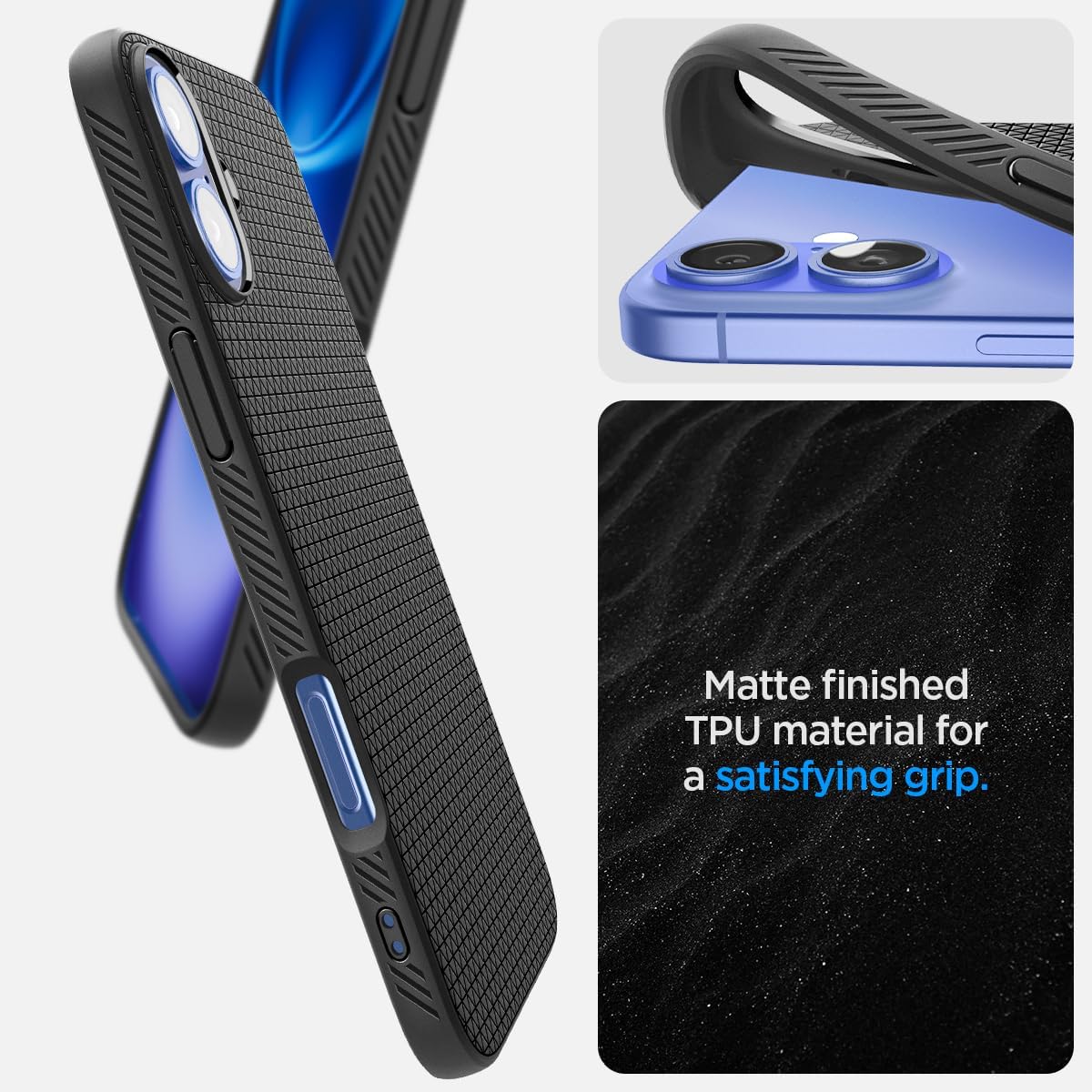 Spigen Liquid Air Designed for iPhone 16 Case [NOT Compatible with MagSafe], [Military-Grade Protection] - Matte Black