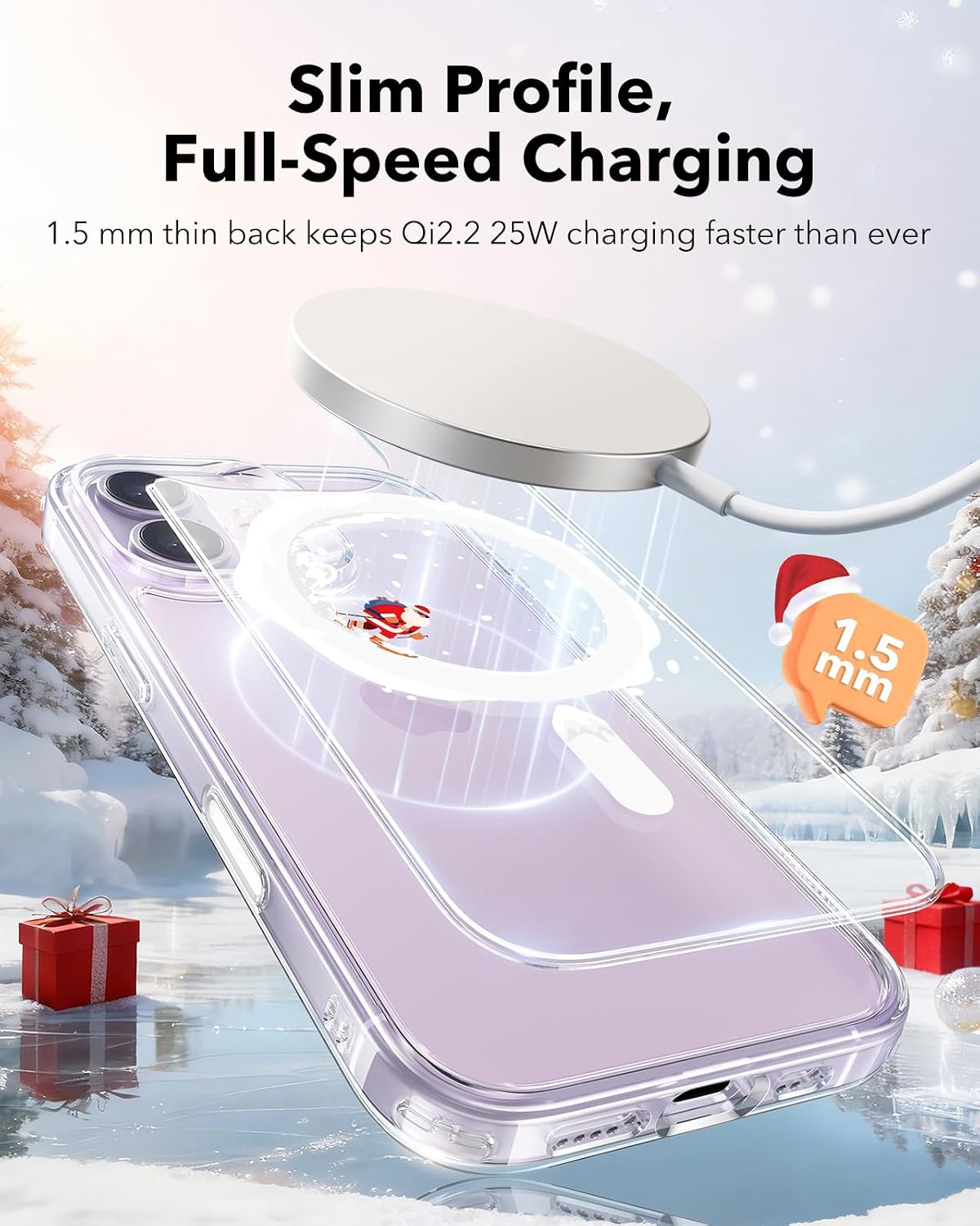 71ln6mZMzxL._AC_SL1500_ ESR for iPhone 17 Case, Camera Control Cover, Compatible with MagSafe, Shockproof Military-Grade Protection, Magnetic Phone Case for iPhone 17, Classic Hybrid Case, Santa Skater