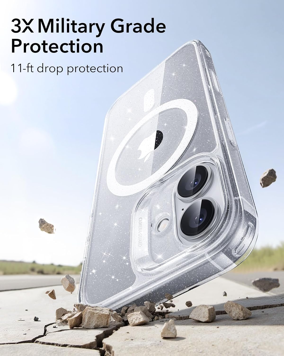 71mkzZnEfAL._AC_SL1500_ ESR for iPhone 17 Case, Camera Control Cover, Compatible with MagSafe, Shockproof Military-Grade Protection, Magnetic Phone Case for iPhone 17, Classic Hybrid Case, Clear Shimmer