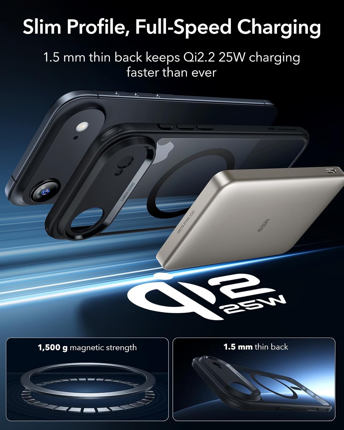 71mpTTZe1kL._AC_SL1500_ ESR for iPhone Air Case, Camera Control Cover, Compatible with MagSafe, Shockproof Military-Grade Protection, Magnetic Phone Case for iPhone Air, Classic Hybrid Case, Clear Black