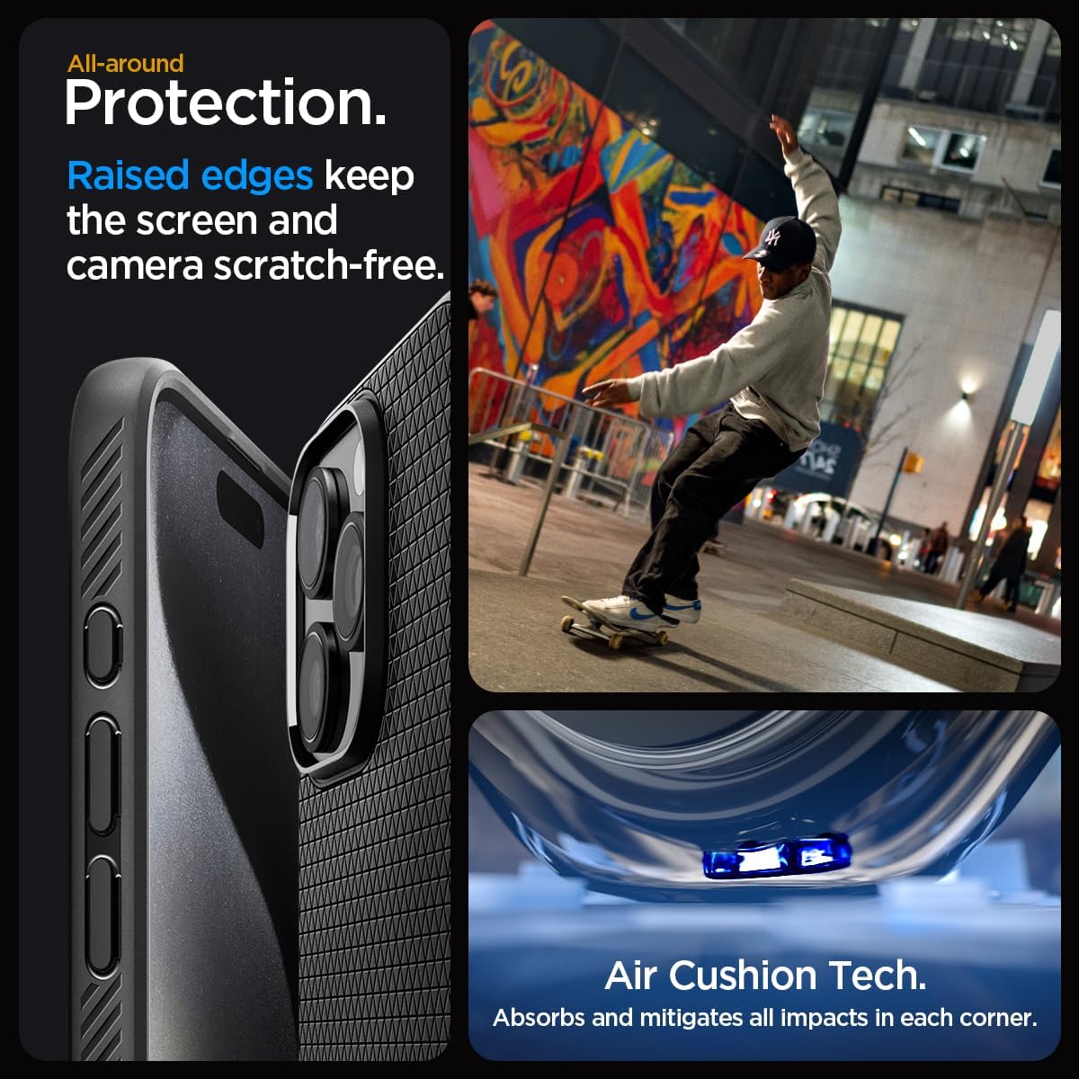 Spigen Liquid Air Designed for iPhone 15 Pro Case (2023) [Military-Grade Protection] - Matte Black