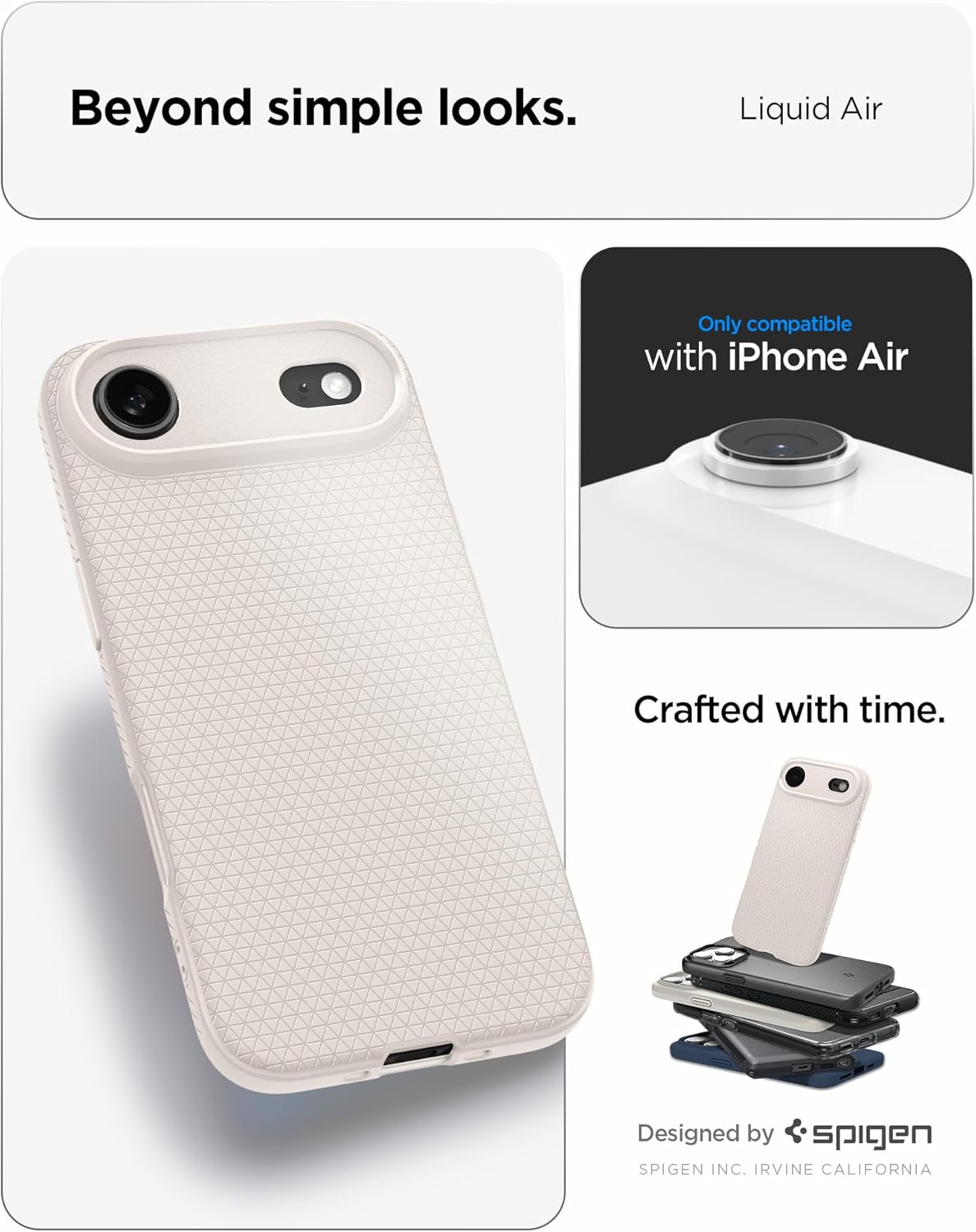 Spigen for iPhone Air Case, Liquid Air [TPU Covered Camera Control] [No Magnet Ring] [Military-Grade Protection] - Natural Titanium