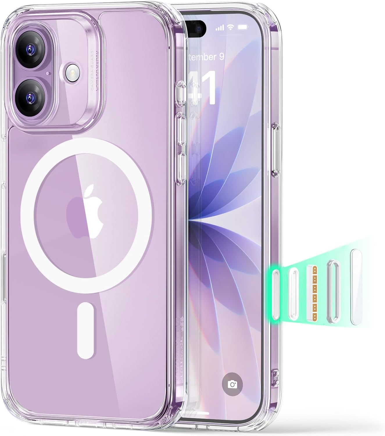 71njos2Q2ML._AC_SL1500_ ESR for iPhone 17 Case, Camera Control Cover, Compatible with MagSafe, Shockproof Military-Grade Protection, Magnetic Phone Case for iPhone 17, Classic Hybrid Case, Clear
