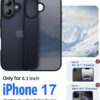 Eastinbox for iPhone 17 Case [16FT Military Grade Shockproof], Anti-Slip Anti-Scratch, Slim Translucent Frosted Matte Phone Cover, Case for i Phone17 6.3", Black