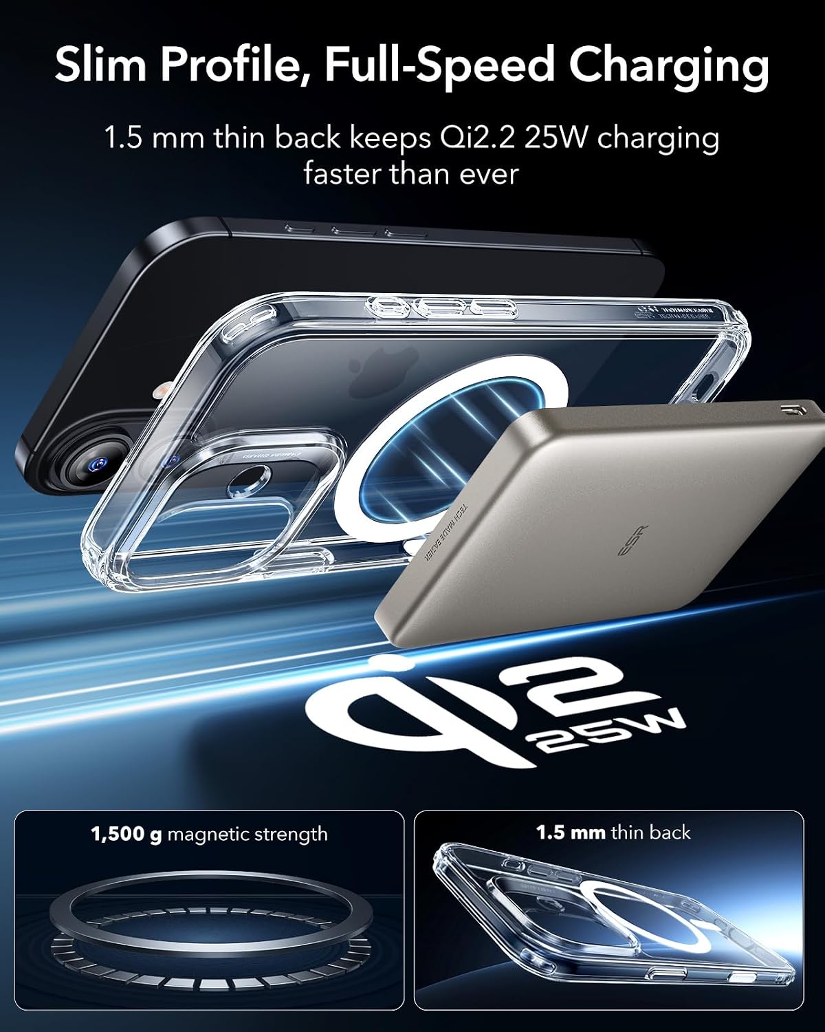 ESR for iPhone 17 Case, Camera Control Cover, Compatible with MagSafe, Shockproof Military-Grade Protection, Magnetic Phone Case for iPhone 17, Classic Hybrid Case, Clear