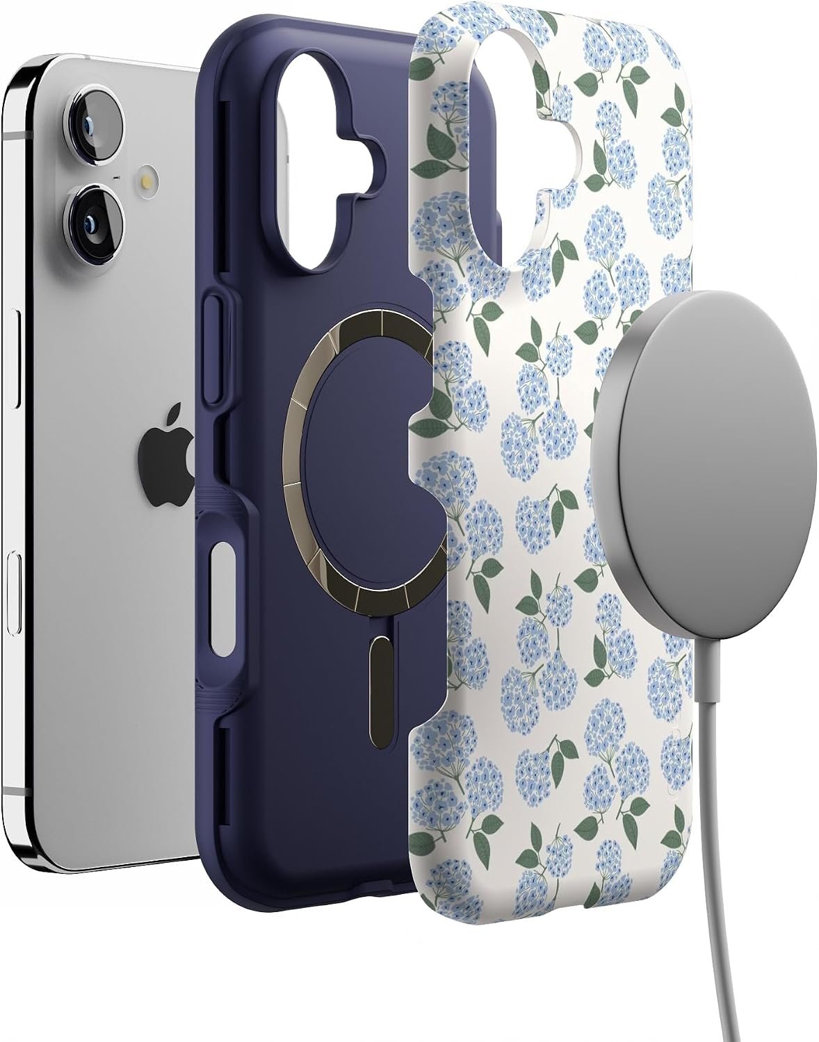 71oK9Tw7zML._AC_SL1500_ Casely iPhone 17 Case | Nantucket Cottage | Blue Hydrangea | Bold Protective Design | Compatible with MagSafe