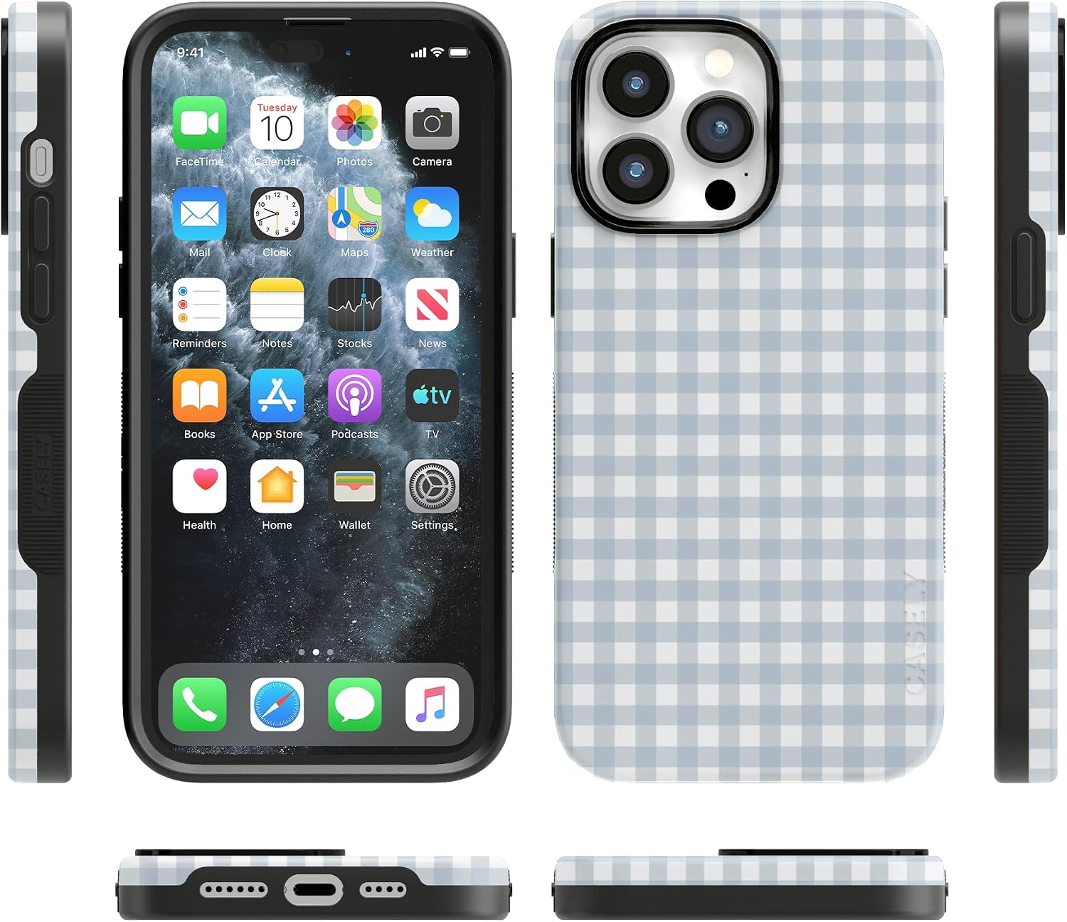 71oS-JkBzdL._AC_SL1500_ Casely iPhone 14 Pro Case | Pastel Picnic | Blue Gingham | Bold Protective Design | Compatible with MagSafe