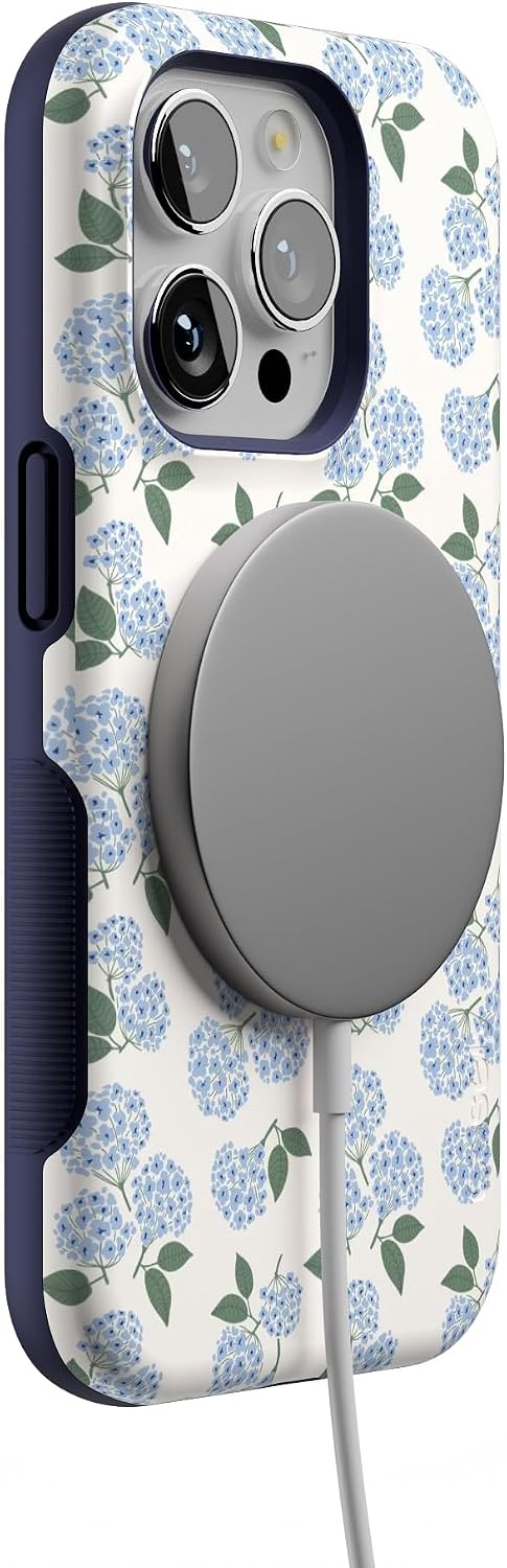 71osqHMDYRL._AC_SL1500_ Casely iPhone 14 Pro Case | Nantucket Cottage | Blue Hydrangea | Bold Protective Design | Compatible with MagSafe