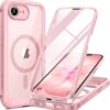 Miracase for iPhone 17e Case & iPhone 16e Case, Full-Body Phone with Built-in Glass Screen Protector, [Magnetic with MagSafe] Military Drop Proof 17 E/ 16 E Cover Bumper, Pink