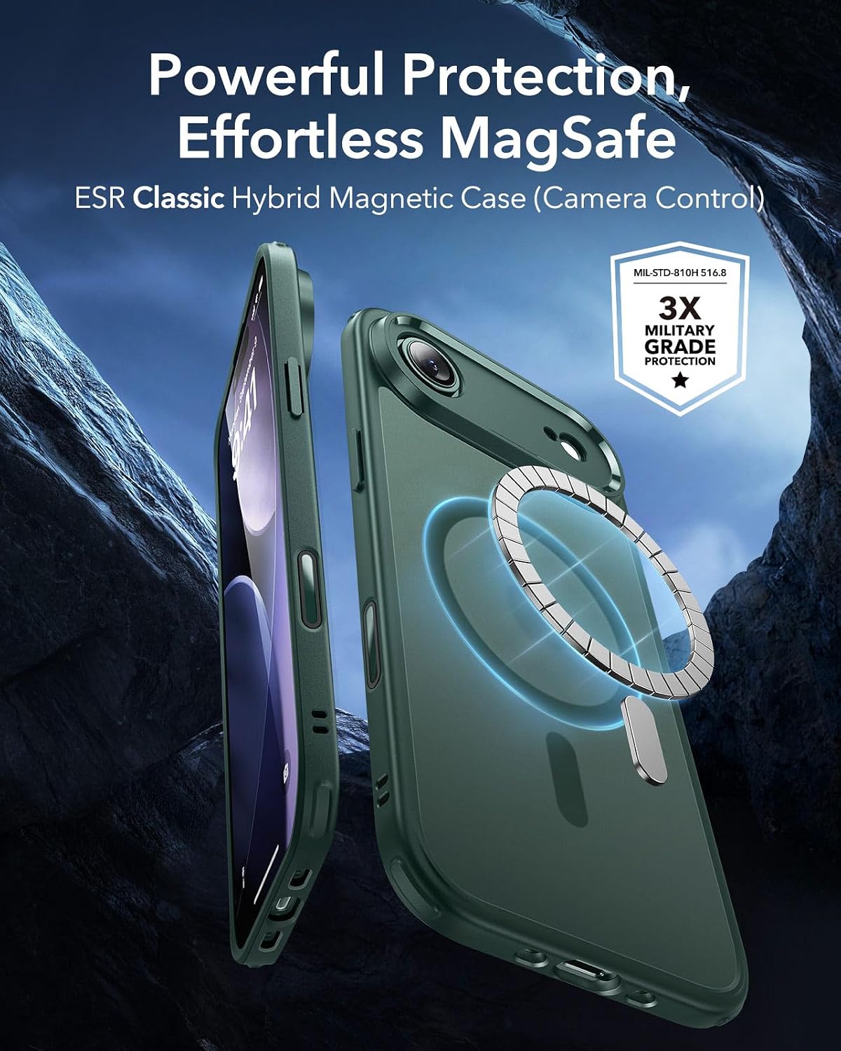 ESR for iPhone Air Case, Camera Control Cover, Compatible with MagSafe, Shockproof Military-Grade Protection, Magnetic Phone Case for iPhone Air, Classic Hybrid Case, Frosted Green