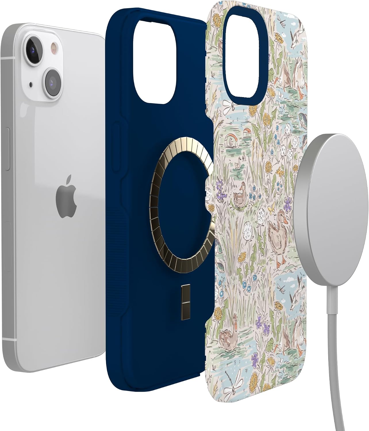71qOU7GOKzL._AC_SL1500_ Casely iPhone 13 Mini Case | The Waddle Path | Duck Pond | Bold Protective Design | Compatible with MagSafe