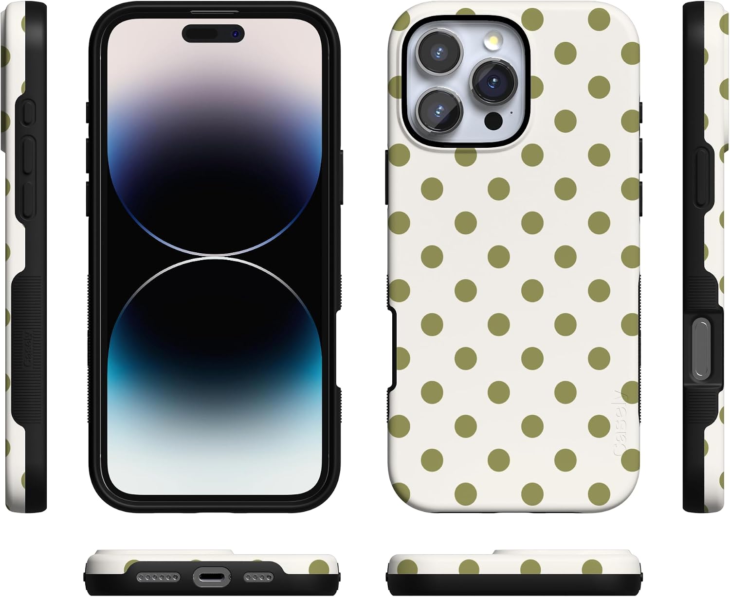 71qU0TOb6CL._AC_SL1500_ Casely iPhone 16 Pro Case | Spotted in SoHo | Green Polka Dot | Bold Protective Design | Compatible with MagSafe