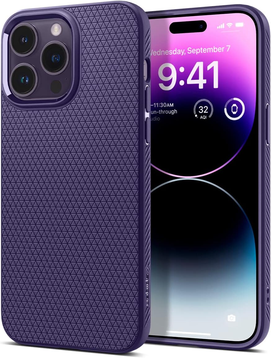 Spigen Liquid Air Designed for iPhone 14 Pro Max Case (2022) [Military-Grade Protection] - Deep Purple