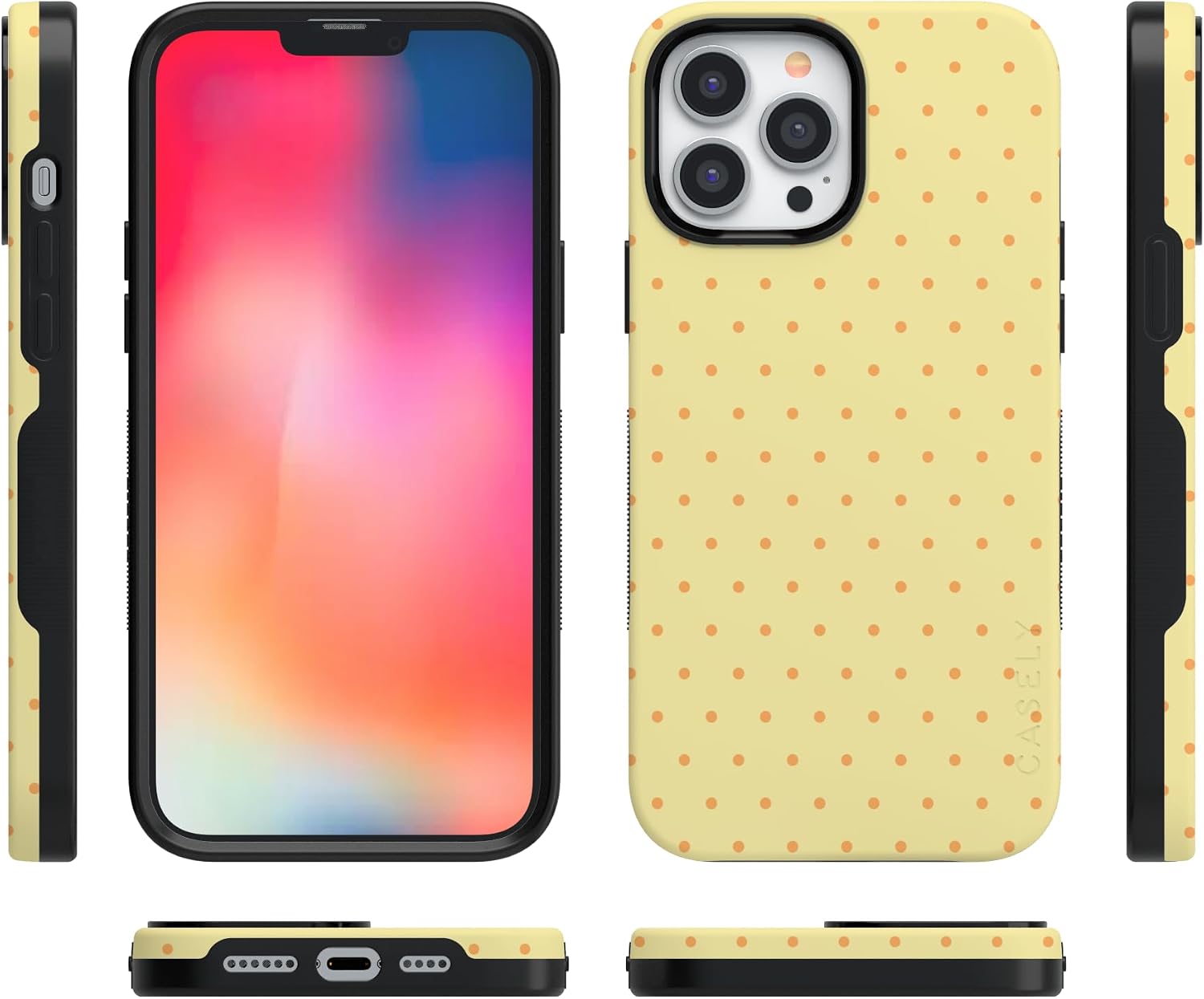 71qf749RgjL._AC_SL1500_ Casely iPhone 13 Pro Max Case | On the Dot | Yellow Polka Dot | Bold Protective Design | Compatible with MagSafe
