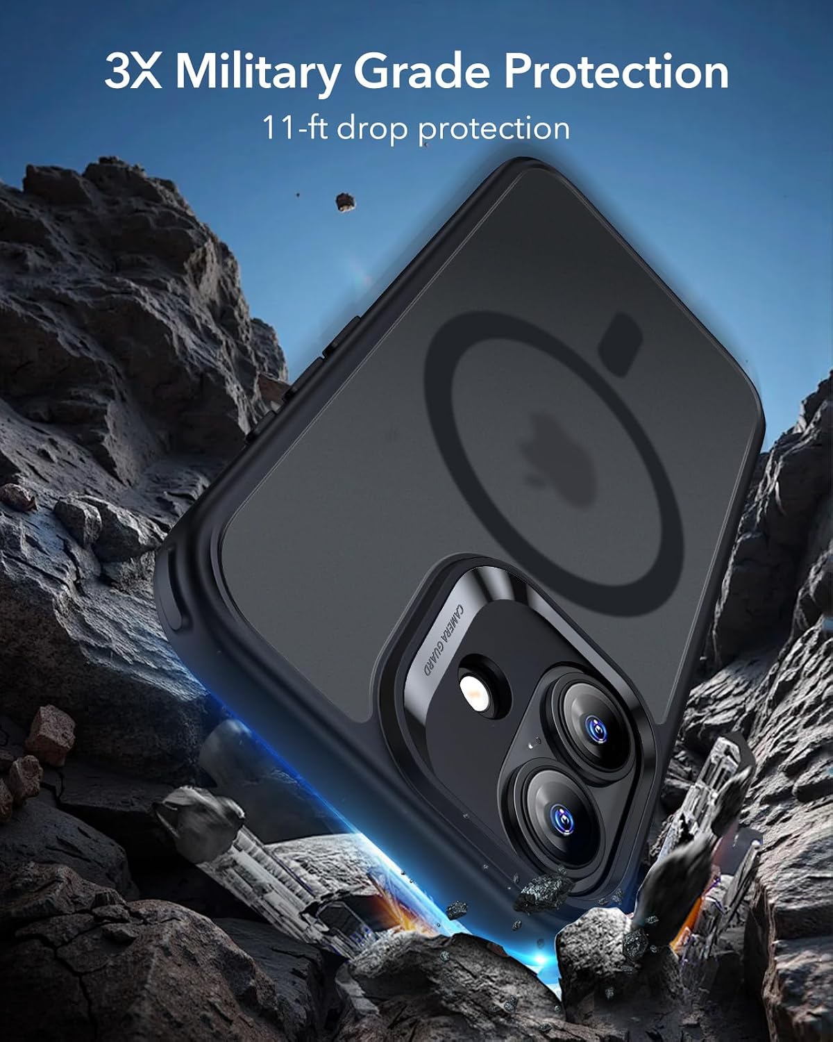 71qfP8YHplL._AC_SL1500_ ESR for iPhone 17 Case, Camera Control Cover, Compatible with MagSafe, Shockproof Military-Grade Protection, Magnetic Phone Case for iPhone 17, Classic Hybrid Case, Frosted Black