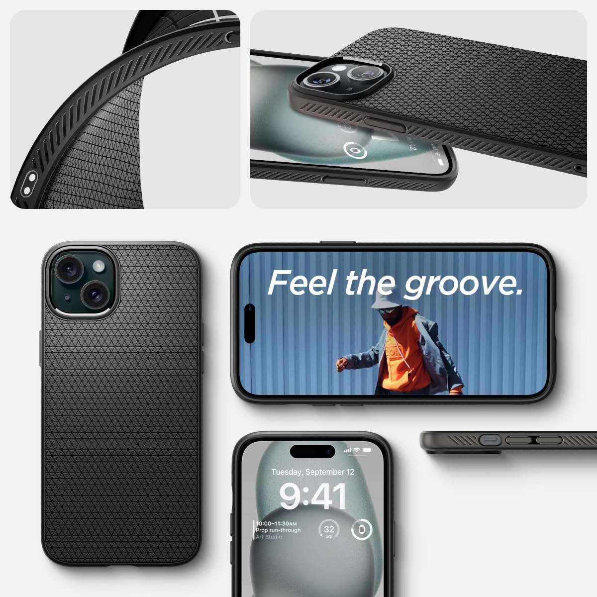 Spigen Liquid Air Designed for iPhone 15 Plus Case (2023) [Military-Grade Protection] - Matte Black