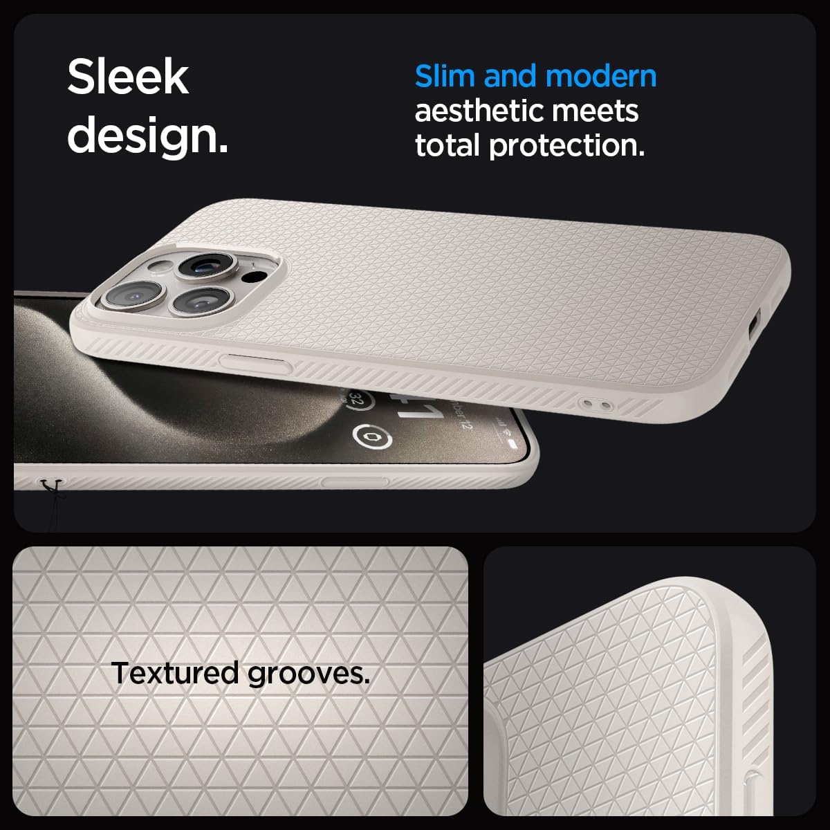 Spigen Liquid Air Designed for iPhone 15 Pro Case (2023) [Military-Grade Protection] - Natural Titanium