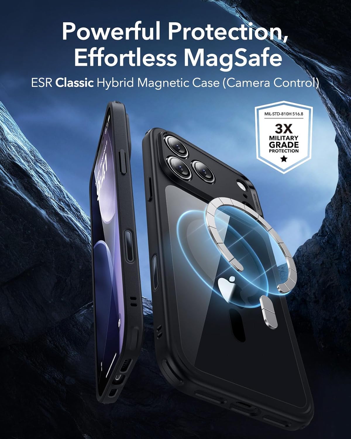 71rIhCHhDaL._AC_SL1500_ ESR for iPhone 17 Pro Case, Camera Control Cover, Compatible with MagSafe, Shockproof Military-Grade Protection, Magnetic Phone Case for iPhone 17 Pro, Classic Hybrid Case, Clear Black