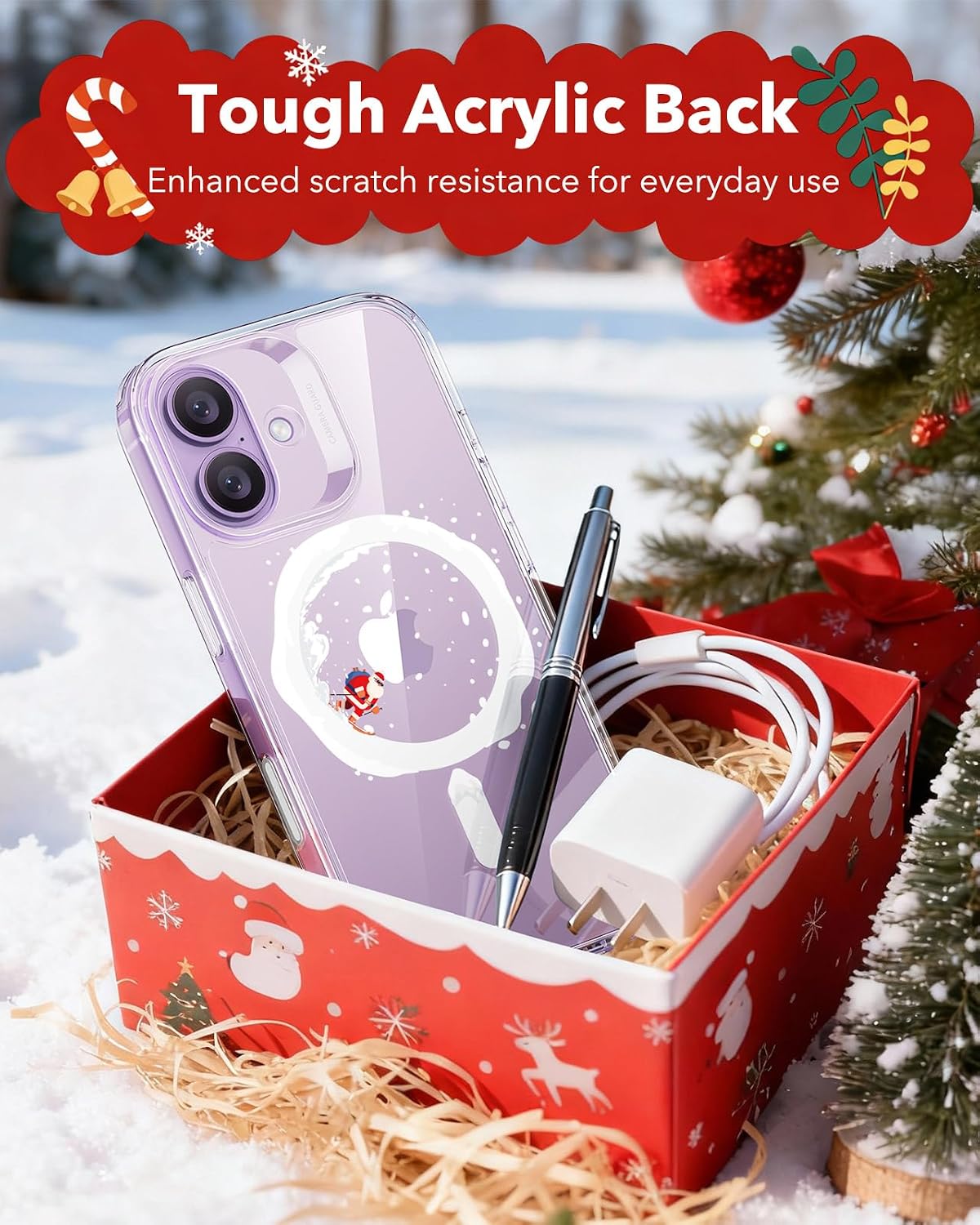 71raG3nDfdL._AC_SL1500_ ESR for iPhone 17 Case, Camera Control Cover, Compatible with MagSafe, Shockproof Military-Grade Protection, Magnetic Phone Case for iPhone 17, Classic Hybrid Case, Santa Skater