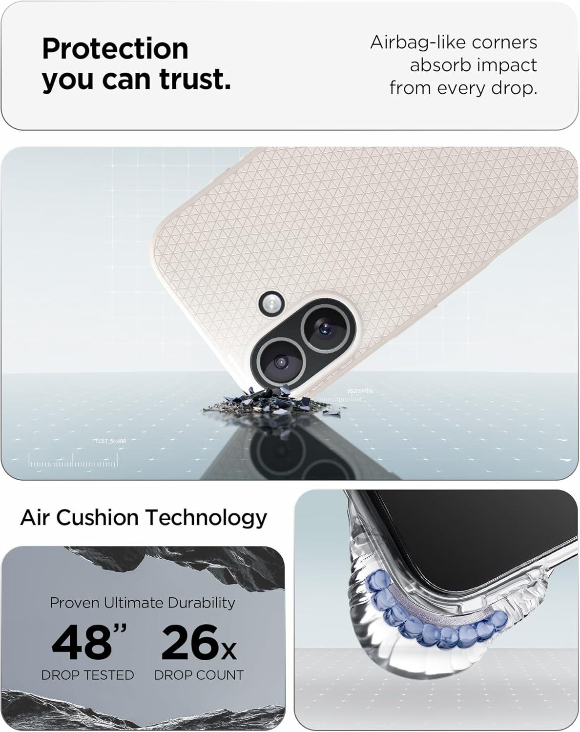 Spigen for iPhone 17 Case, Liquid Air [TPU Covered Camera Control] [No Magnet Ring] [Military-Grade Protection] - Natural Titanium
