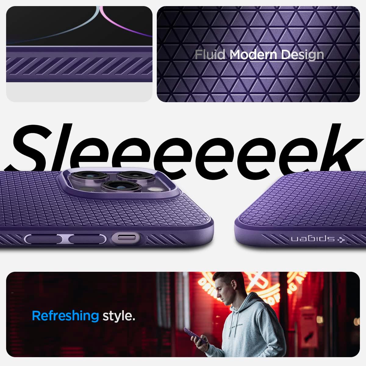 Spigen Liquid Air Designed for iPhone 14 Pro Max Case (2022) [Military-Grade Protection] - Deep Purple