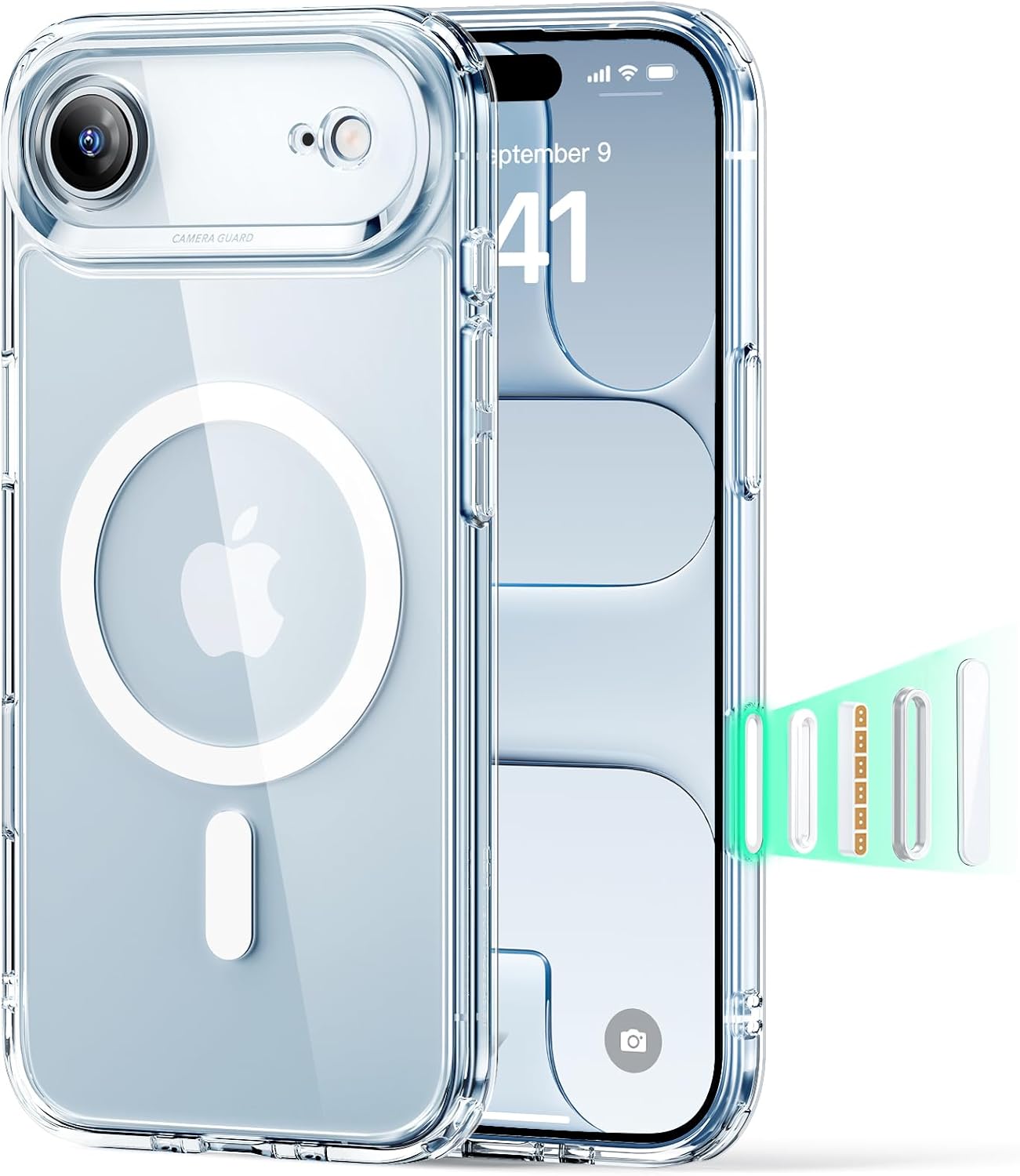 71s3IFLb0iL._AC_SL1500_ ESR for iPhone Air Case, Camera Control Cover, Compatible with MagSafe, Shockproof Military-Grade Protection, Magnetic Phone Case for iPhone Air, Classic Hybrid Case, Clear