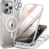 Miracase Magnetic for iPhone 15 Pro Case Full-Body Bumper Phone case with Built-in Glass Screen Protector& Camera Protector, [Compatible with MagSafe] Military Drop Proof 15 Pro Cover 6.1 inch,Clear