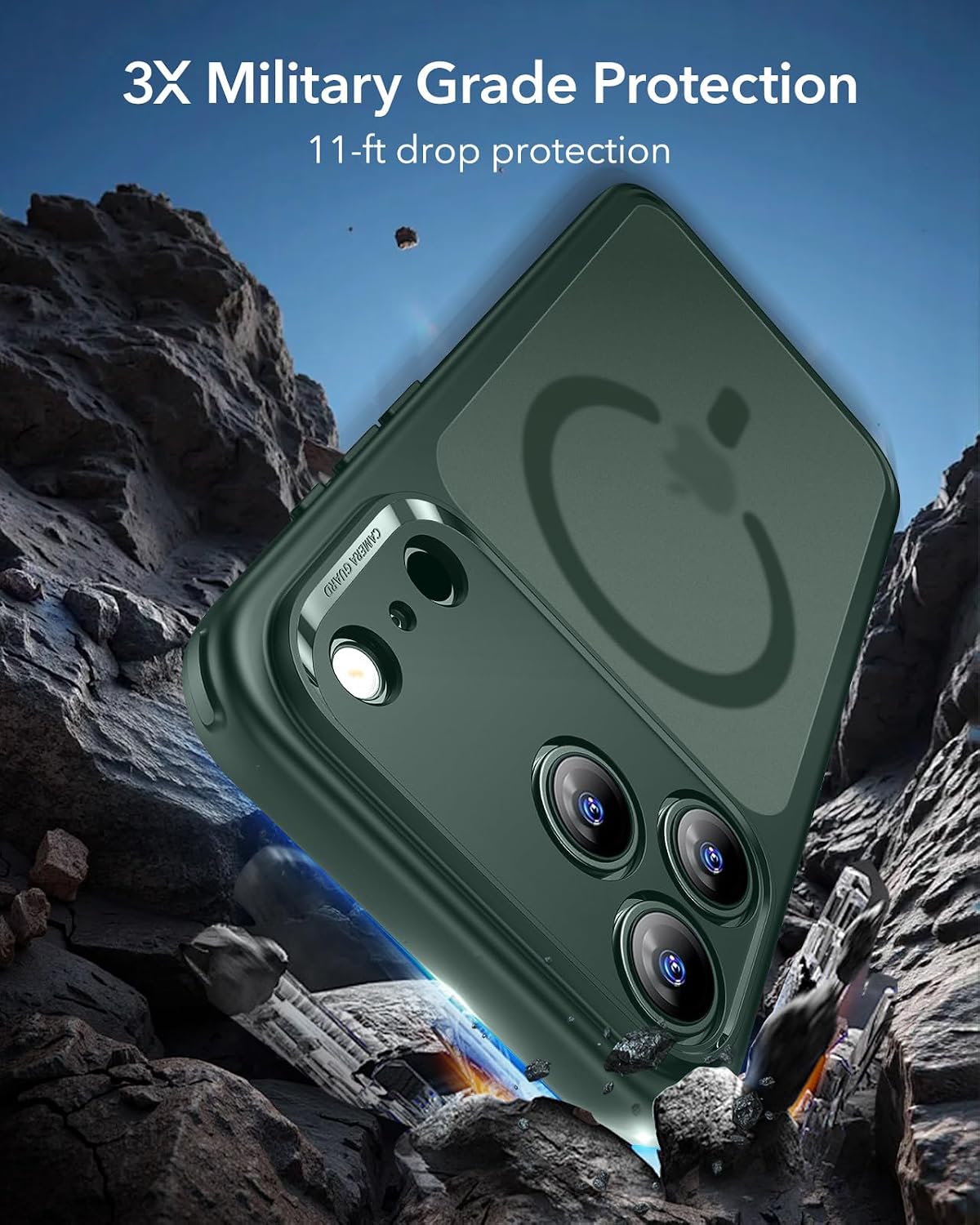 71sWHbZFSRL._AC_SL1500_ ESR for iPhone 17 Pro Case, Camera Control Cover, Compatible with MagSafe, Shockproof Military-Grade Protection, Magnetic Phone Case for iPhone 17 Pro, Classic Hybrid Case, Frosted Green