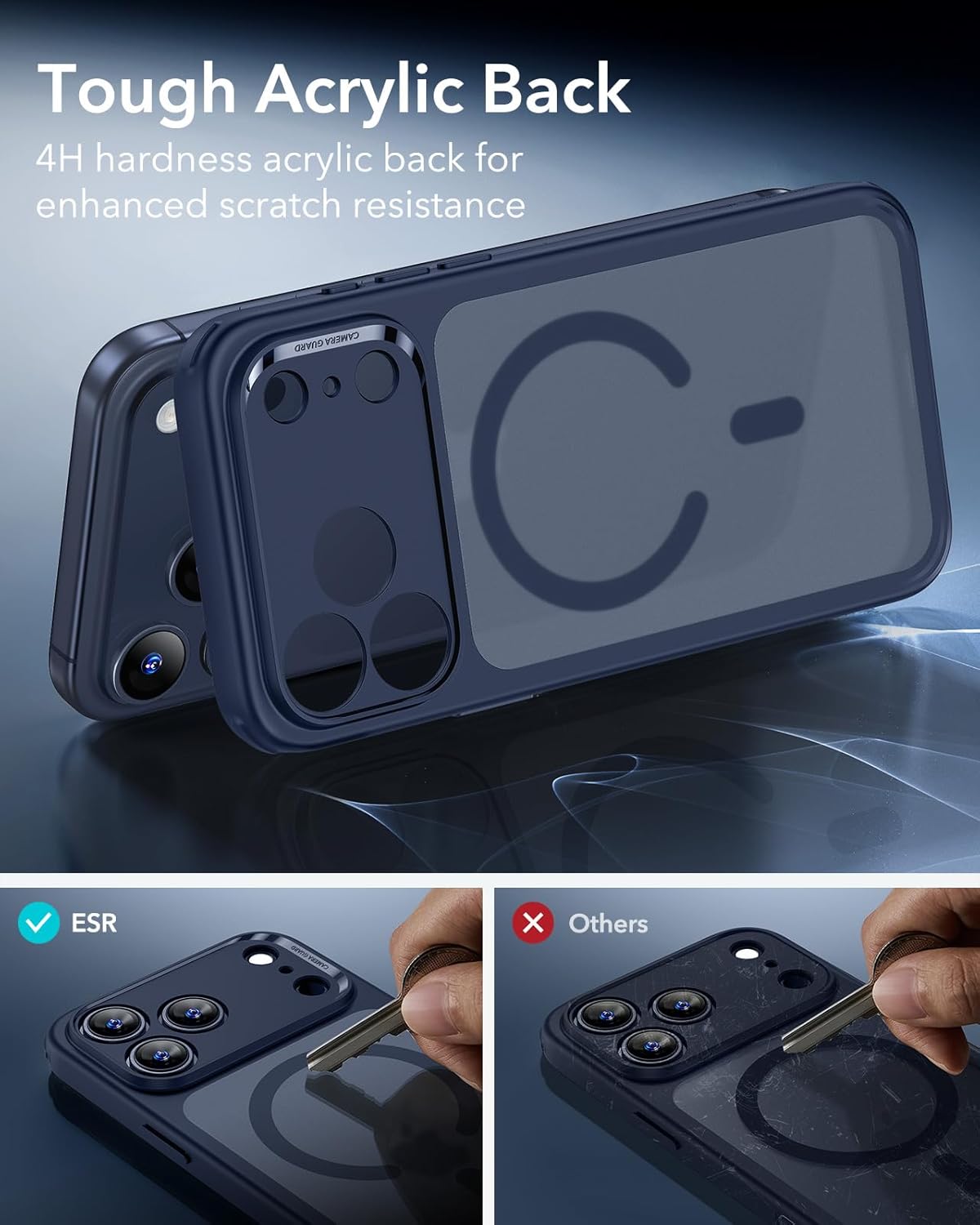 71sXOkObIML._AC_SL1500_ ESR for iPhone 17 Pro Case, Camera Control Cover, Compatible with MagSafe, Shockproof Military-Grade Protection, Magnetic Phone Case for iPhone 17 Pro, Classic Hybrid Case, Frosted Blue