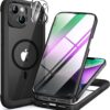 71se3cIZYQL._AC_SL1500_ Miracase Glass Series Designed for iPhone 14 Plus Case 6.7 inch, Upgrade Full-Body Magnetic Clear Case with Built-in 9H Tempered Glass Screen Protector,Compatible with MagSafe, Black